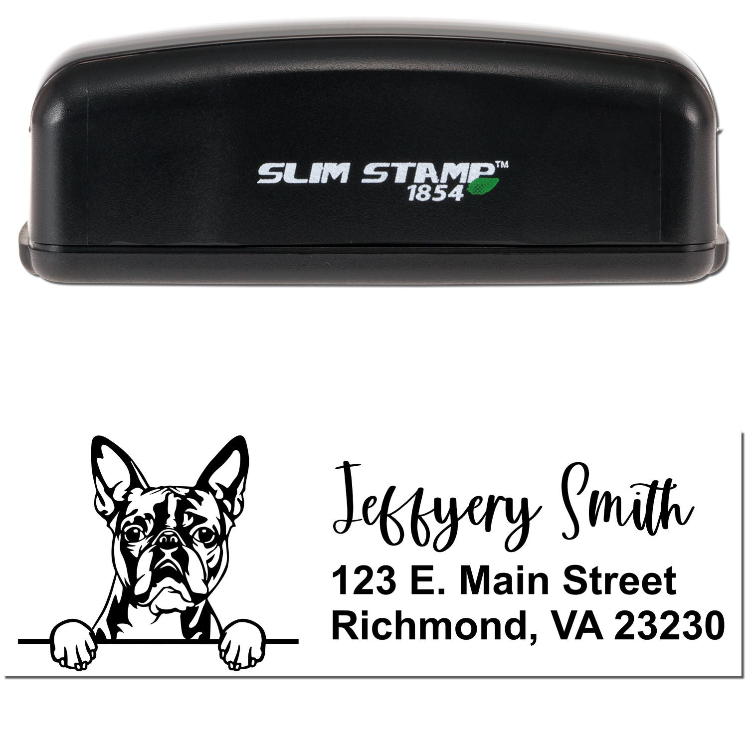 Slim Boston Terrier Pre-Inked Customized Stamp - Engineer Seal Stamps