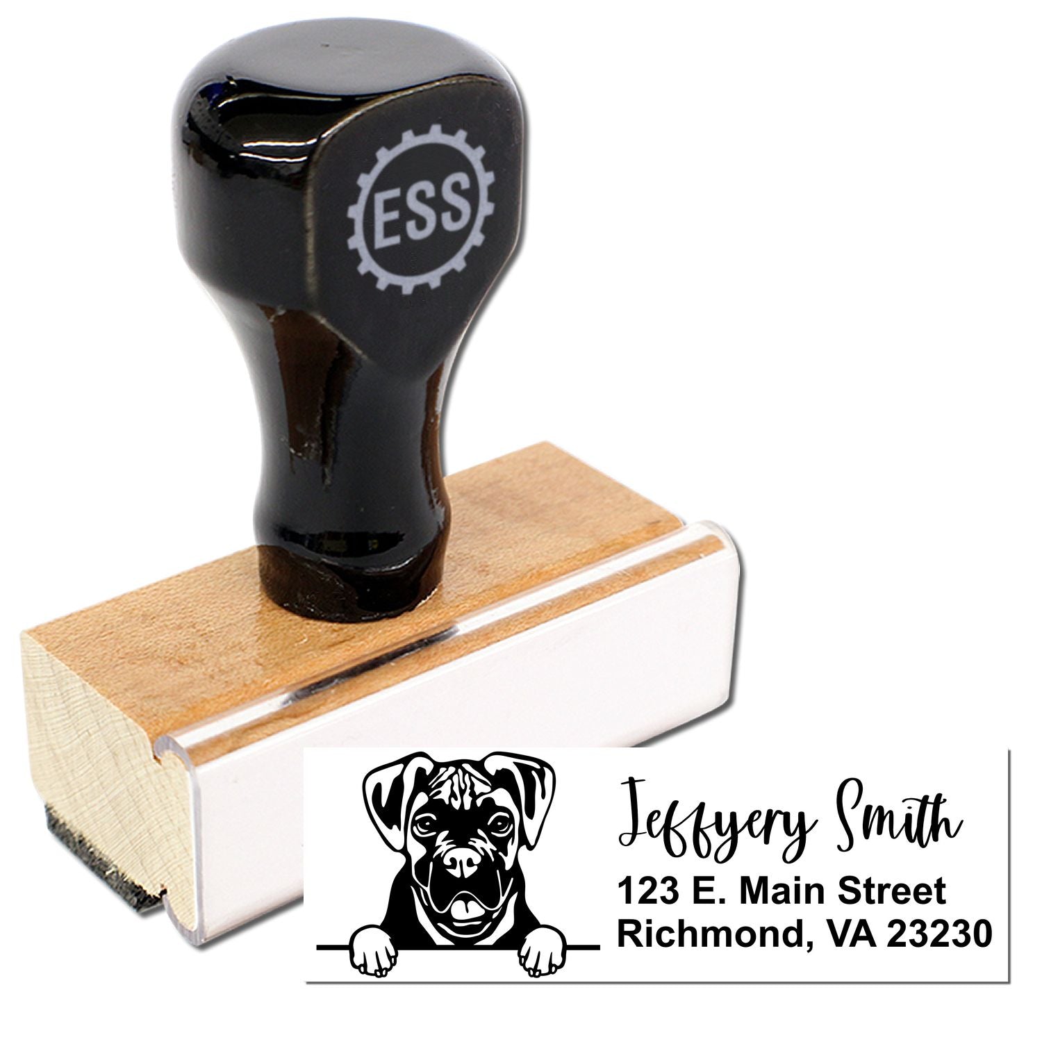 Peeking Boxer Name and Address Rubber Stamp - Engineer Seal Stamps