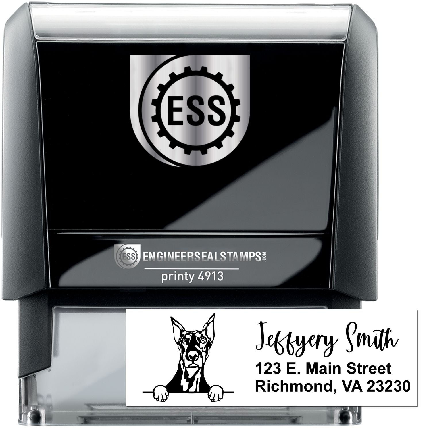 Doberman Name and Address Stamp Self-Inking - Engineer Seal Stamps