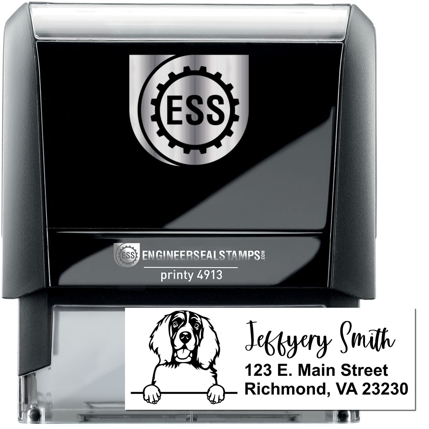 English Springer Spaniel Name and Address Stamp Self-Inking - Engineer Seal Stamps