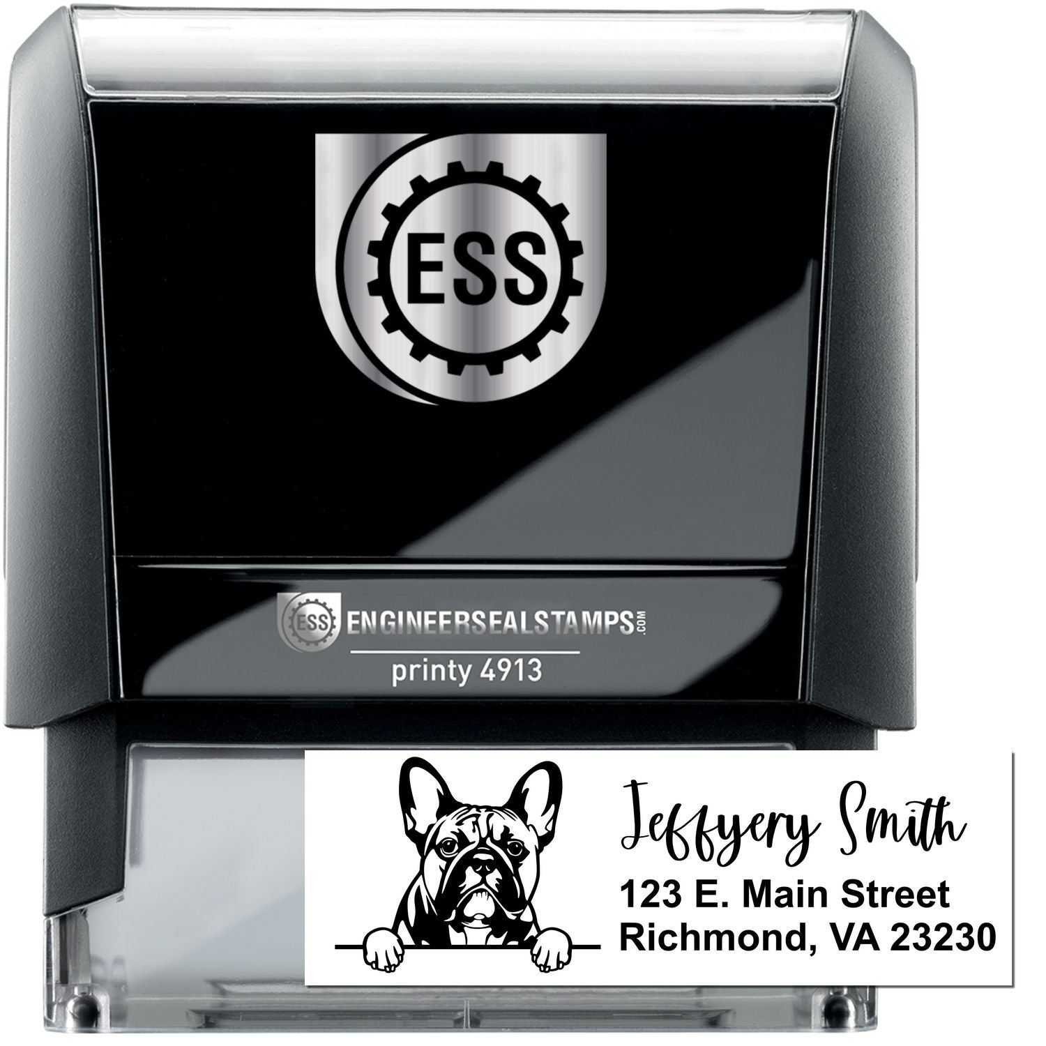 French Bulldog Name and Address Stamp Self-Inking - Engineer Seal Stamps