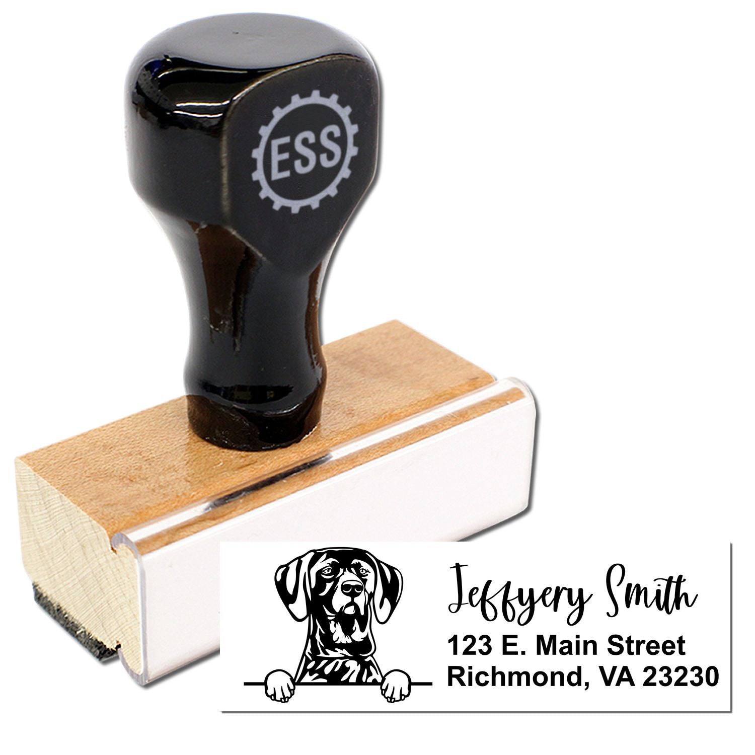 Peeking German Shorthaired Pointer Name and Address Rubber Stamp - Engineer Seal Stamps