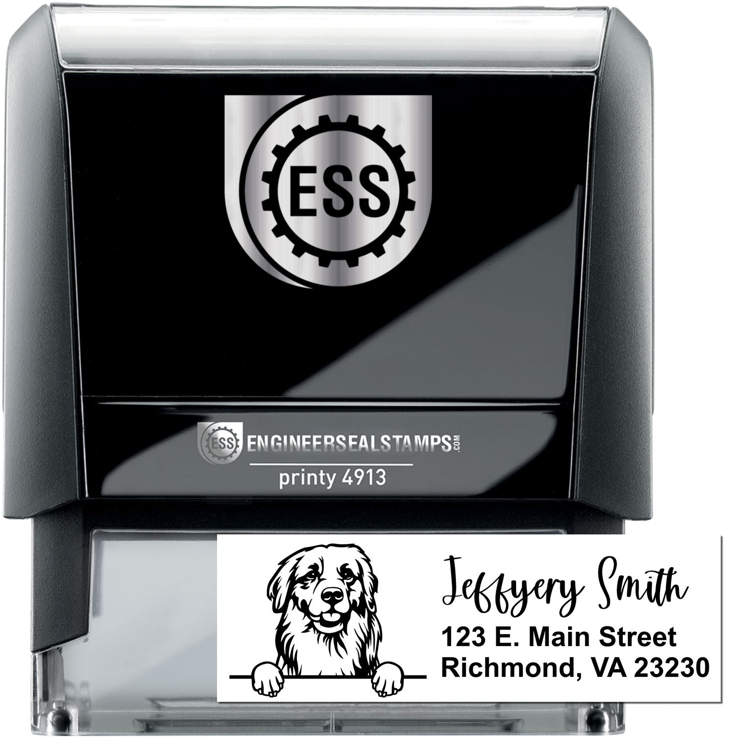 Golden Retriever Name and Address Stamp Self-Inking - Engineer Seal Stamps