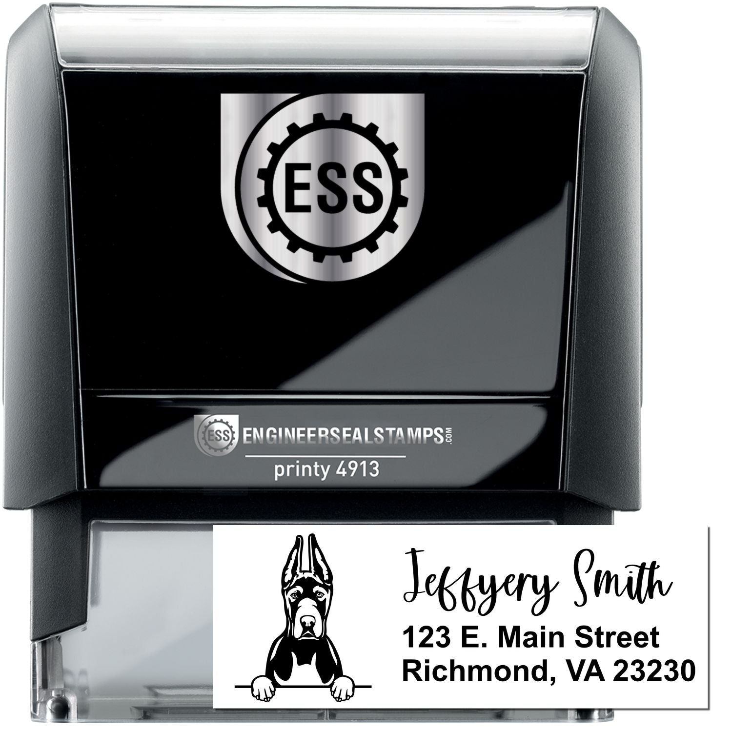 Great Dane Cropped Ears Name and Address Stamp Self-Inking - Engineer Seal Stamps