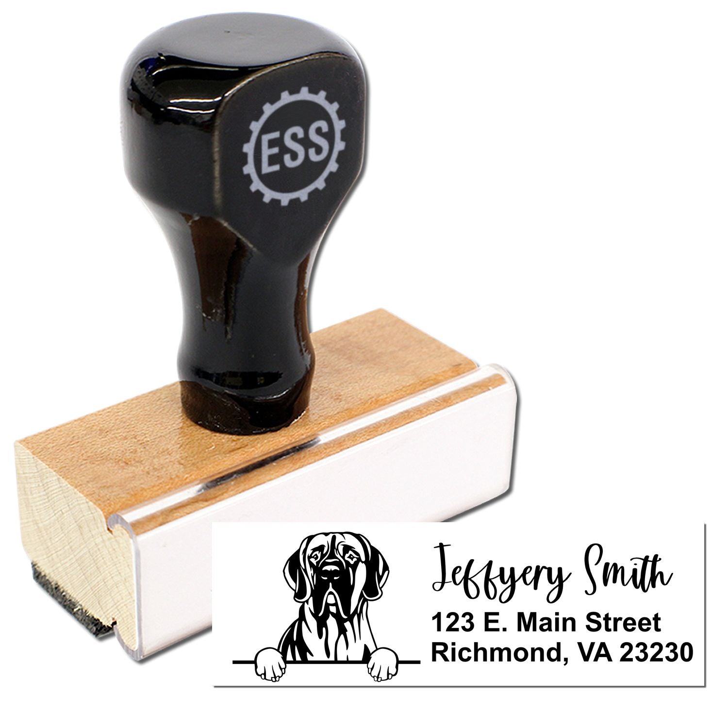 Peeking Great Dane Name and Address Rubber Stamp - Engineer Seal Stamps