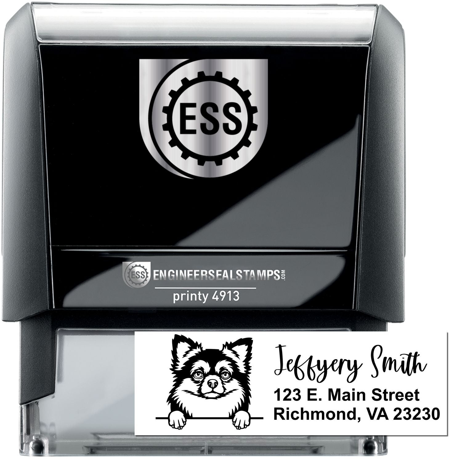 Long Haired Chihuahua Name and Address Stamp Self-Inking - Engineer Seal Stamps