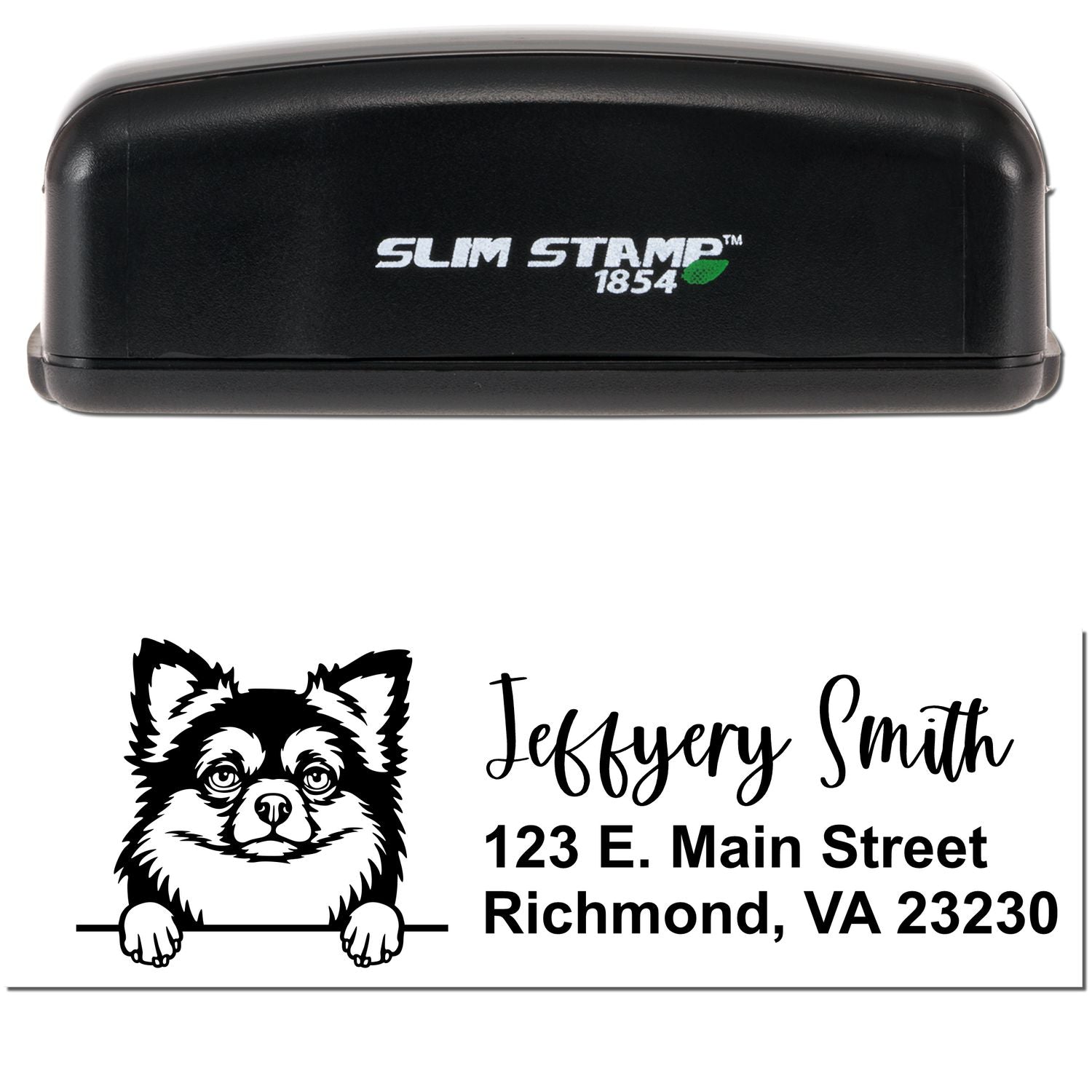 Slim Long Haired Chihuahua Pre-Inked Customized Stamp - Engineer Seal Stamps