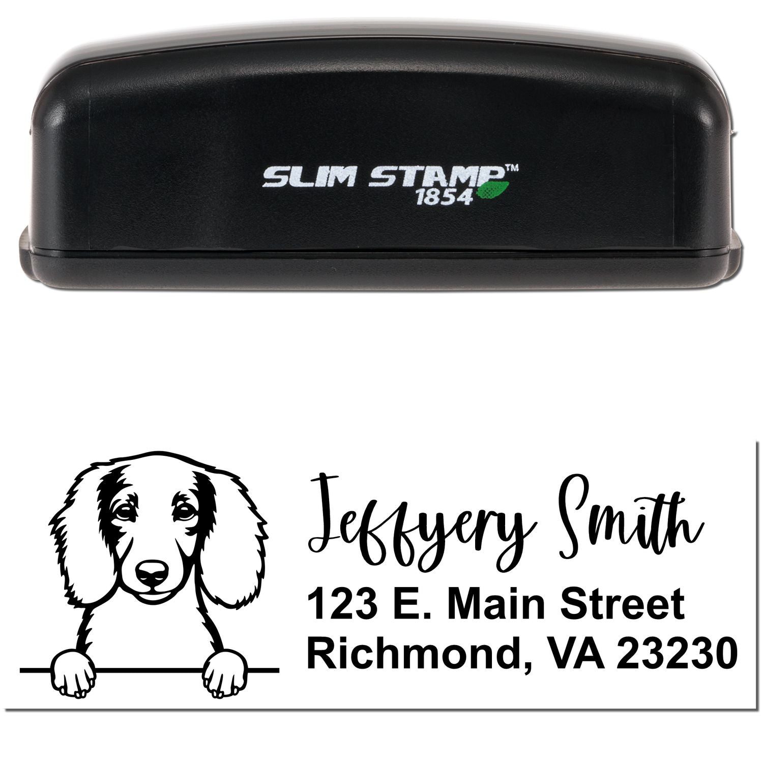 Slim Longhaired Dachshund Pre-Inked Customized Stamp - Engineer Seal Stamps