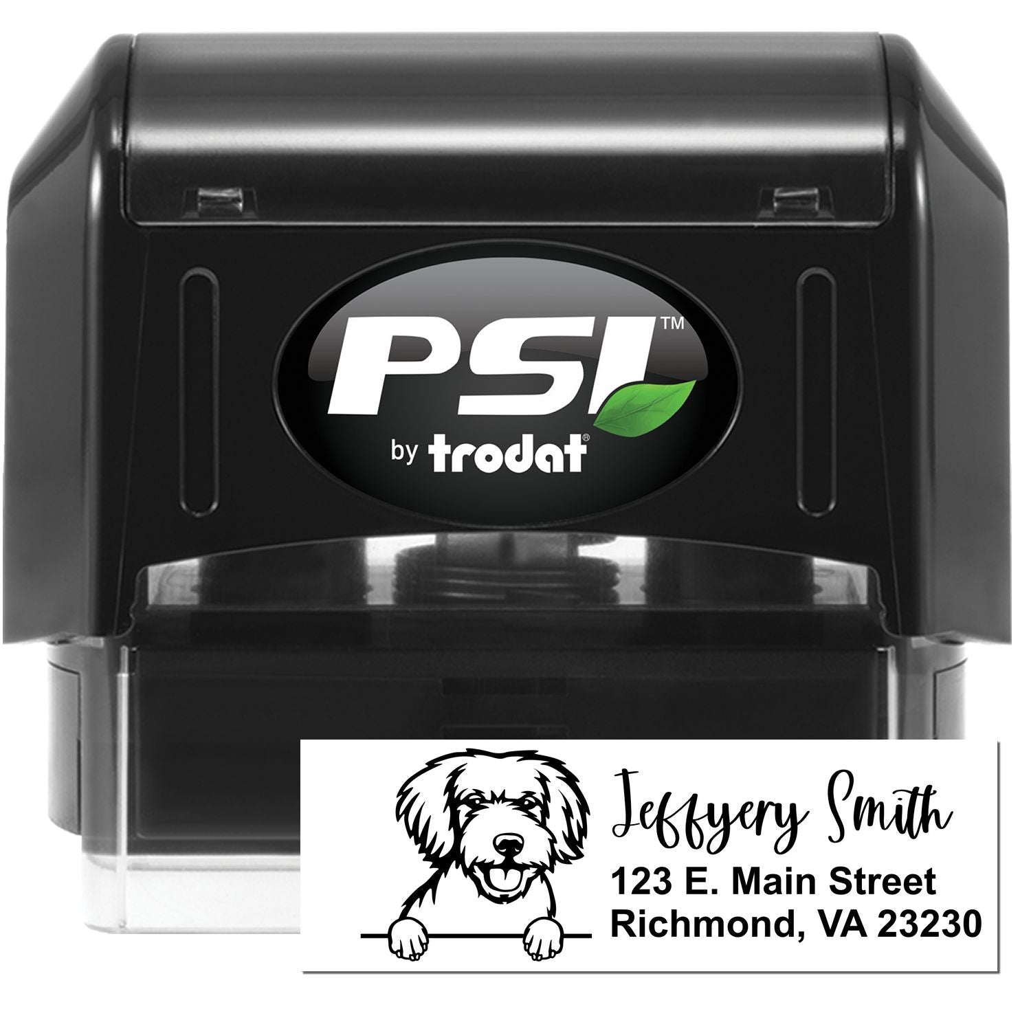 Pre-Inked Miniature Golden Doodle Dog Personalized Address Stamp - Engineer Seal Stamps