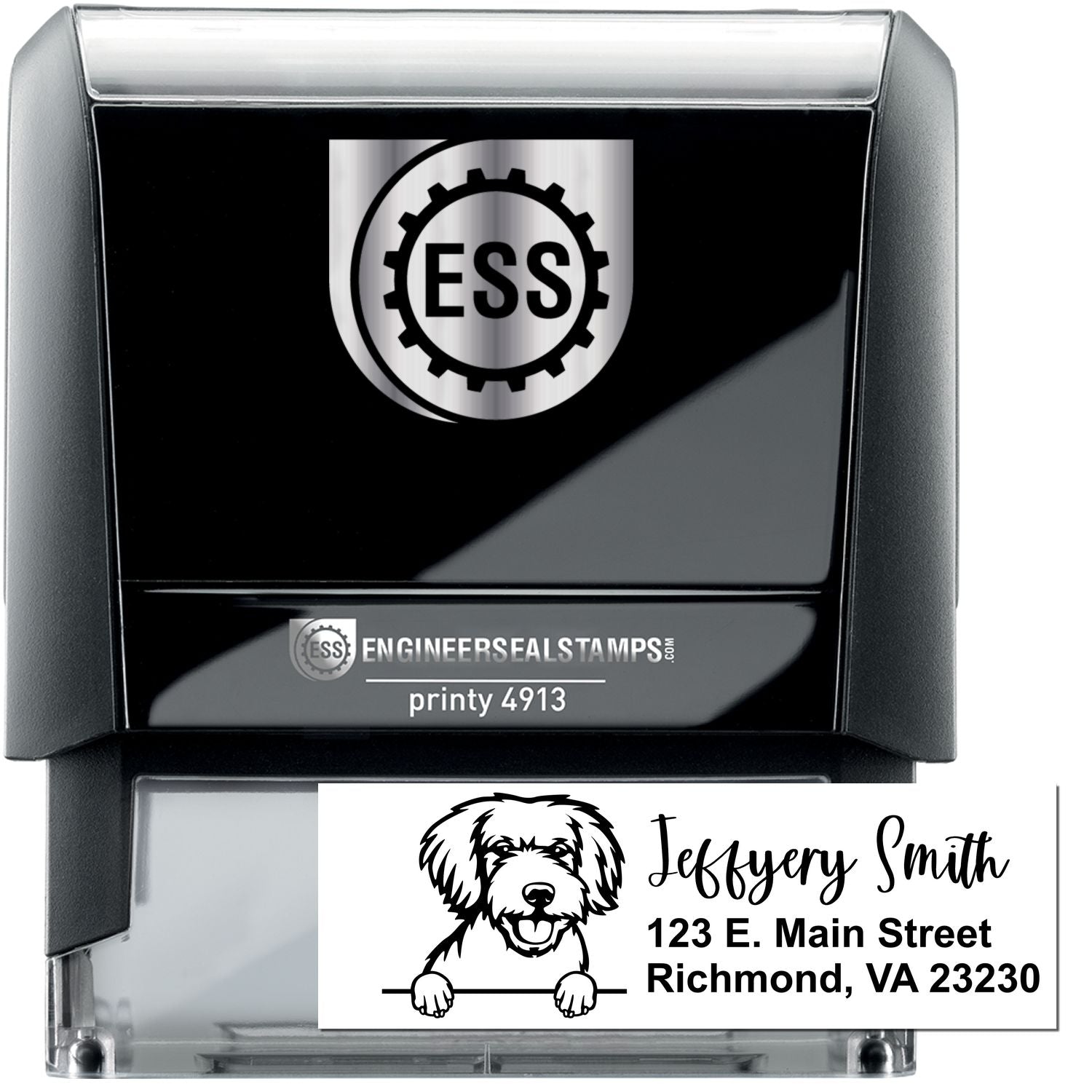 Miniature Golden Doodle Name and Address Stamp Self-Inking - Engineer Seal Stamps