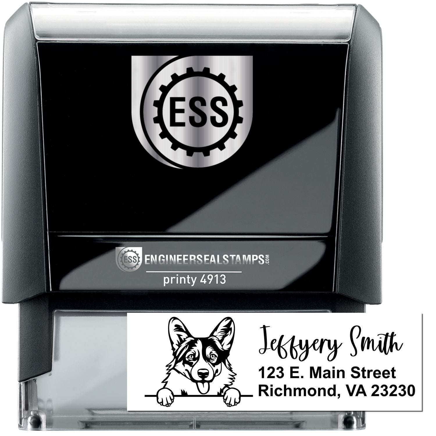 Pembroke Welsh Corgis Name and Address Stamp Self-Inking - Engineer Seal Stamps