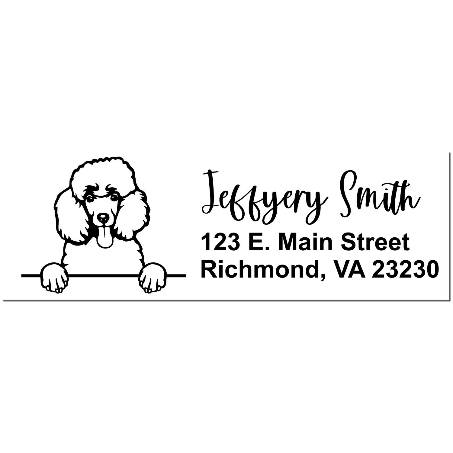 Pre-Inked Poodle Dog Personalized Address Stamp - Engineer Seal Stamps