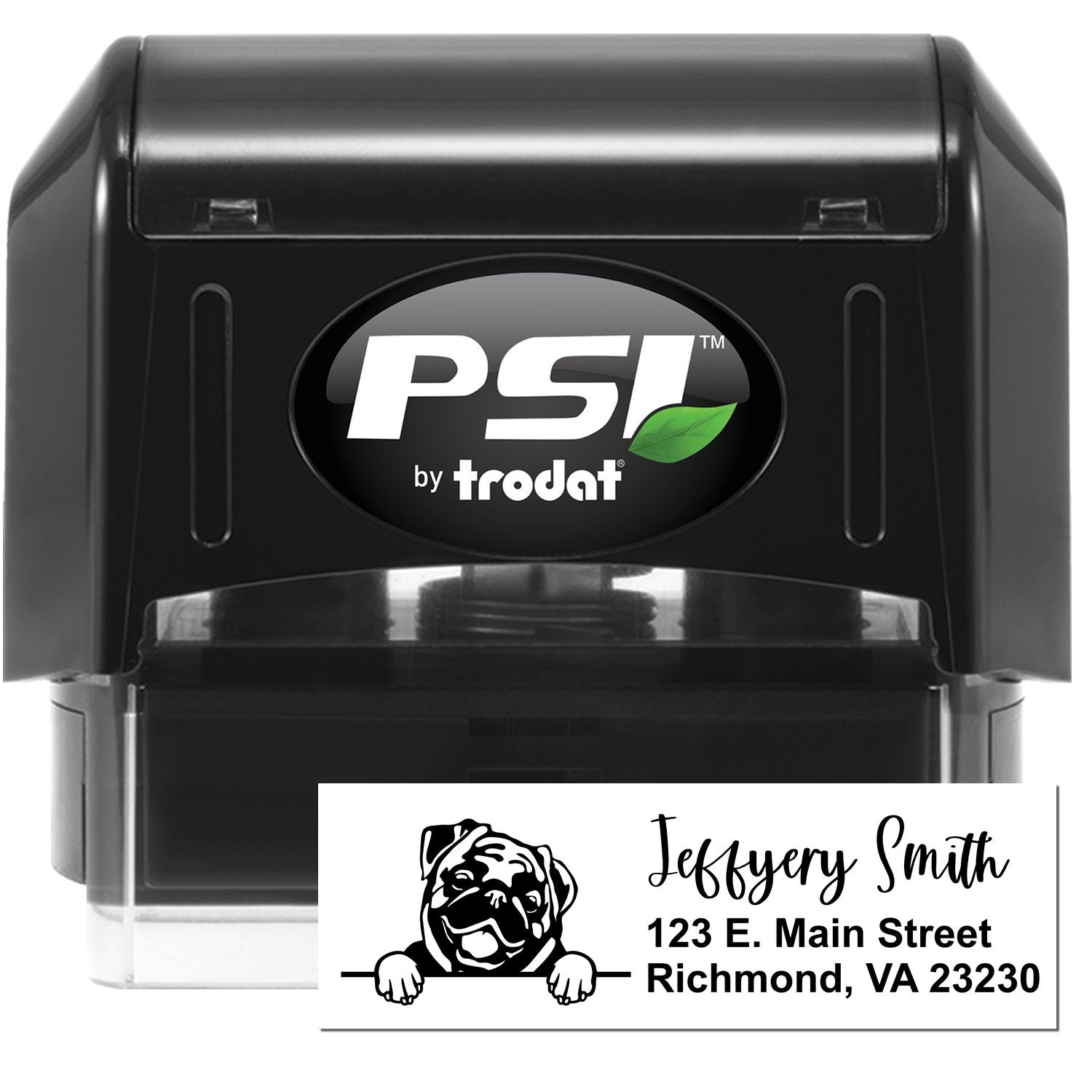 Pre-Inked Pug Dog Personalized Address Stamp - Engineer Seal Stamps