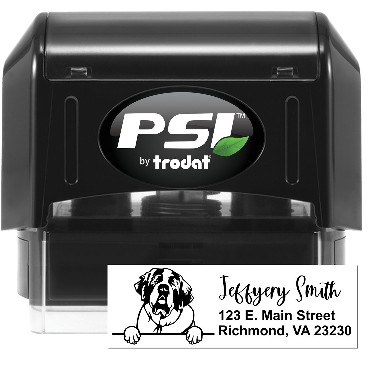 Pre-Inked Saint Bernard Dog Personalized Address Stamp - Engineer Seal Stamps