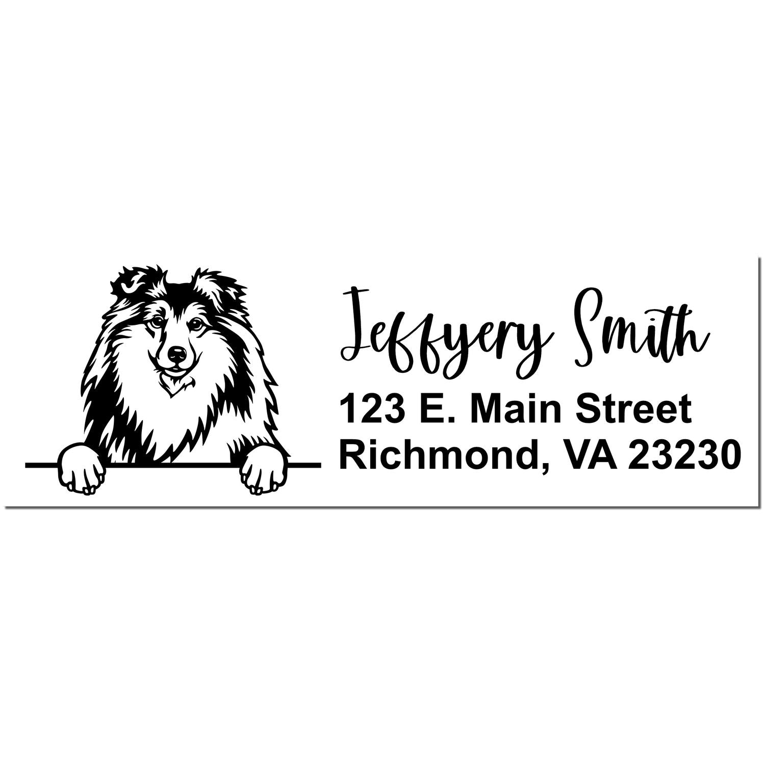 Pre-Inked Shetland Sheepdog Dog Personalized Address Stamp - Engineer Seal Stamps