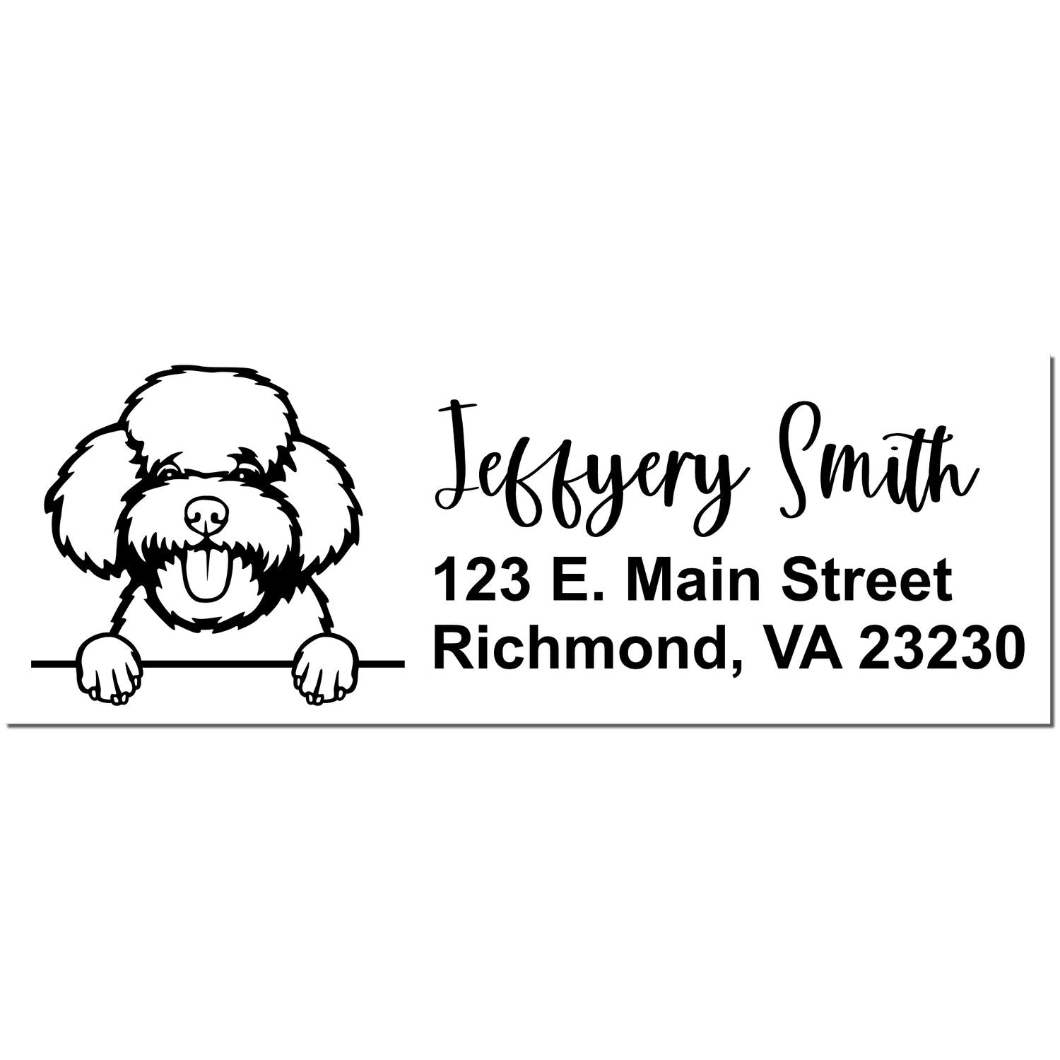 Peeking Toy Poodle Name and Address Rubber Stamp - Engineer Seal Stamps