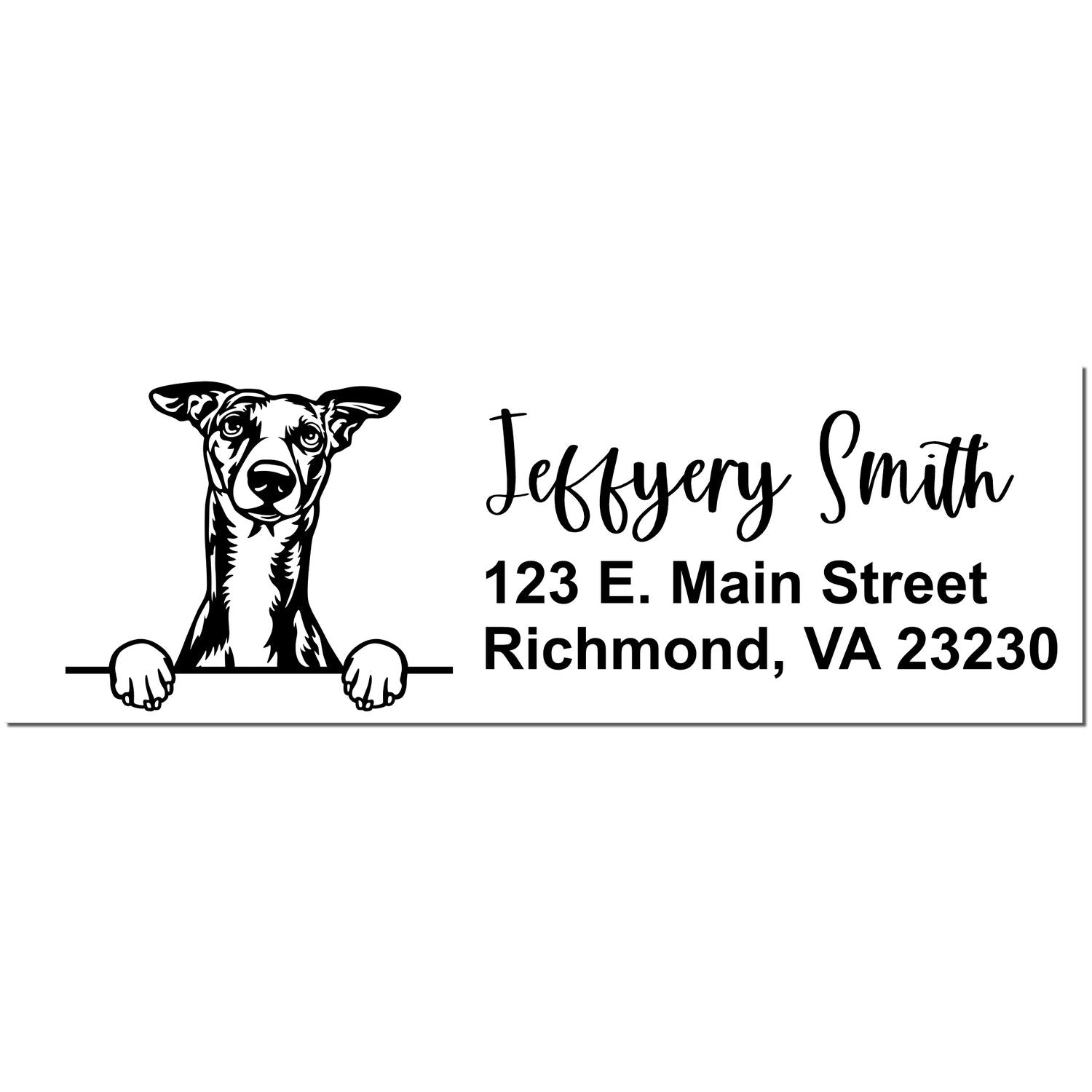 Peeking Whippet Name and Address Rubber Stamp - Engineer Seal Stamps