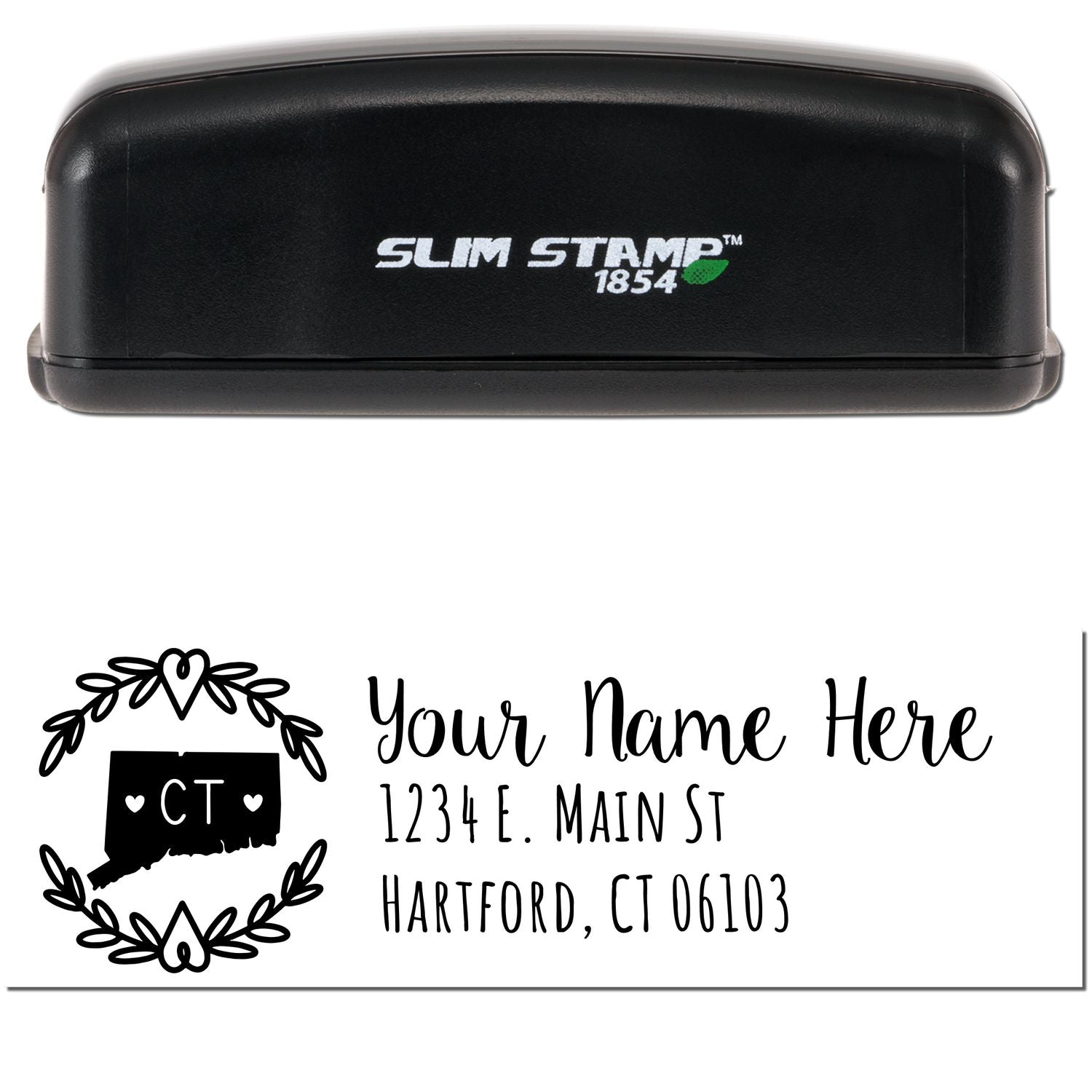 Slim Connecticut Personalized Pre-Inked Address Stamp - Engineer Seal Stamps