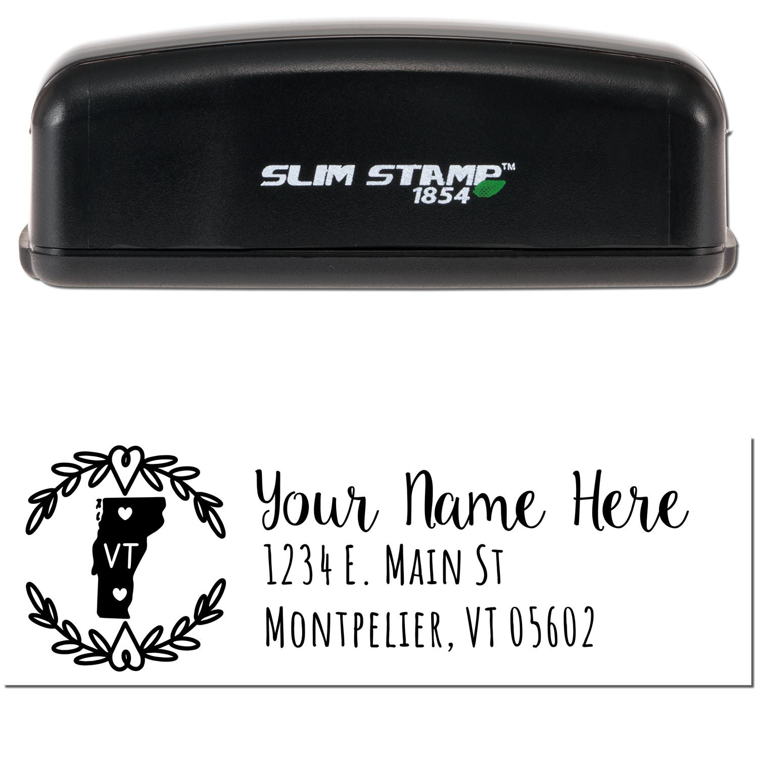 Slim Vermont Personalized Pre-Inked Address Stamp - Engineer Seal Stamps