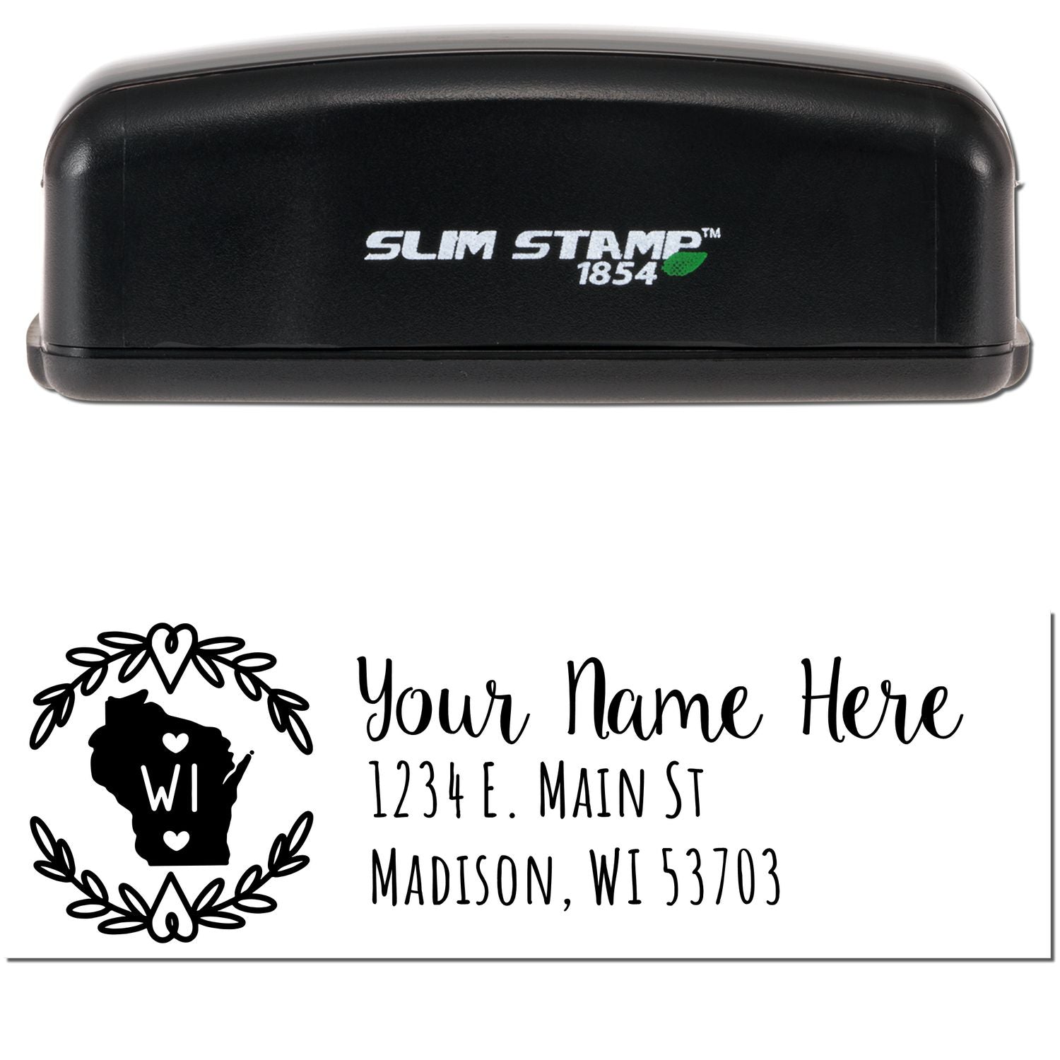 Slim Wisconsin Personalized Pre-Inked Address Stamp - Engineer Seal Stamps