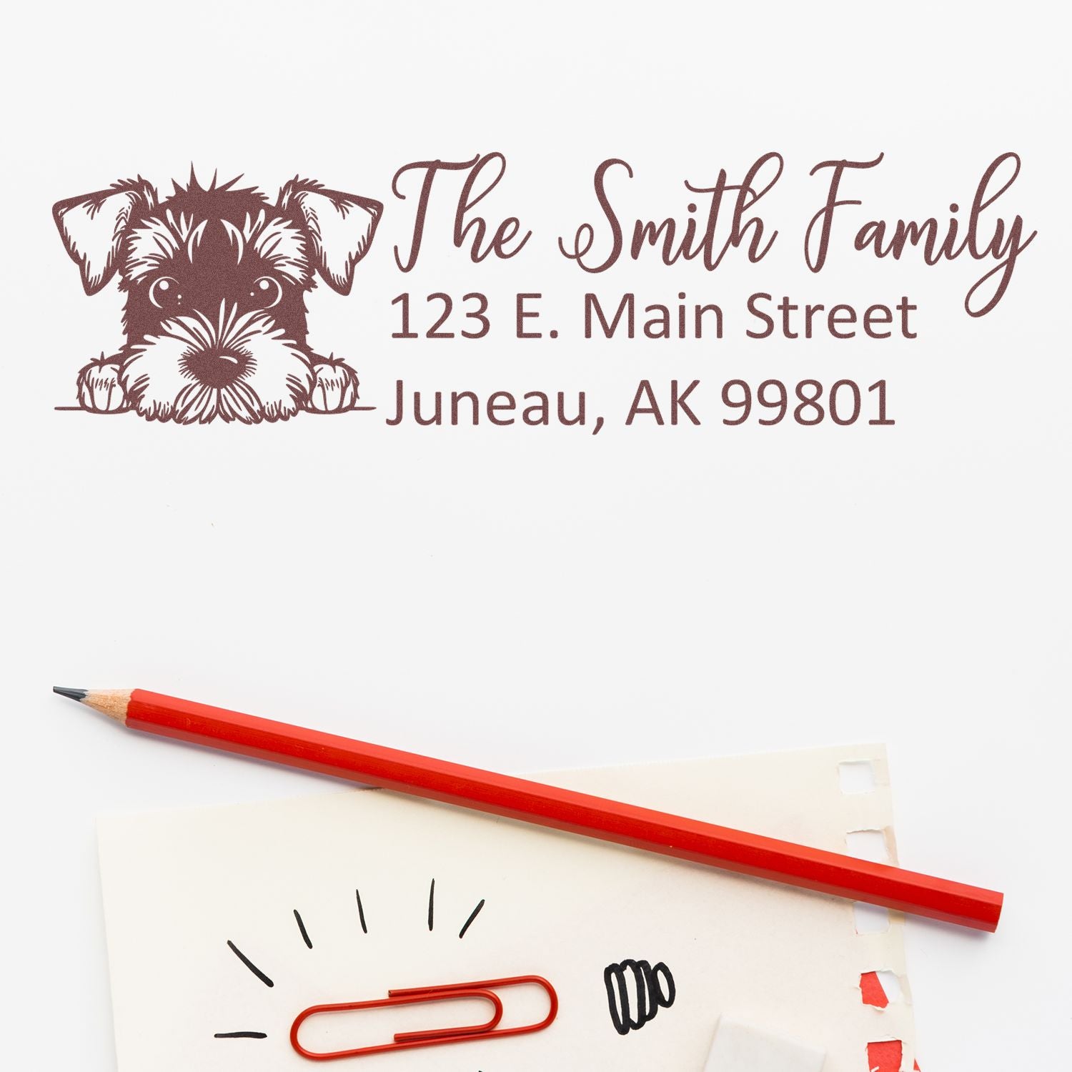 Slim Airedale Terrier Dog Mail Address Stamp - Engineer Seal Stamps