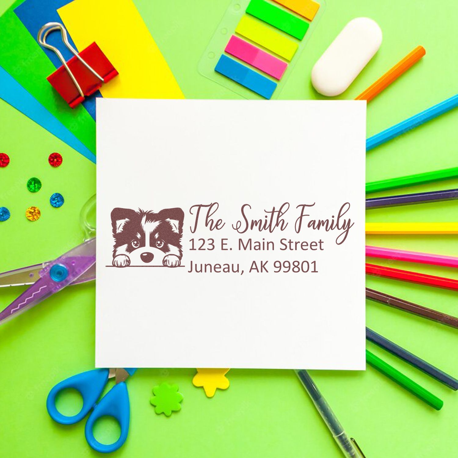 Customized Alaskan Malamute Self-Inking Home Address Stamp - Engineer Seal Stamps