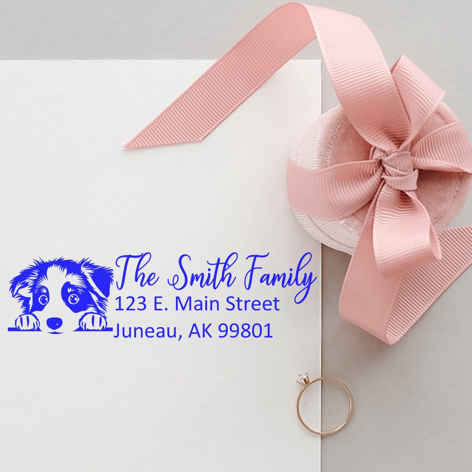 Customized Australian Shepherd Self-Inking Home Address Stamp - Engineer Seal Stamps