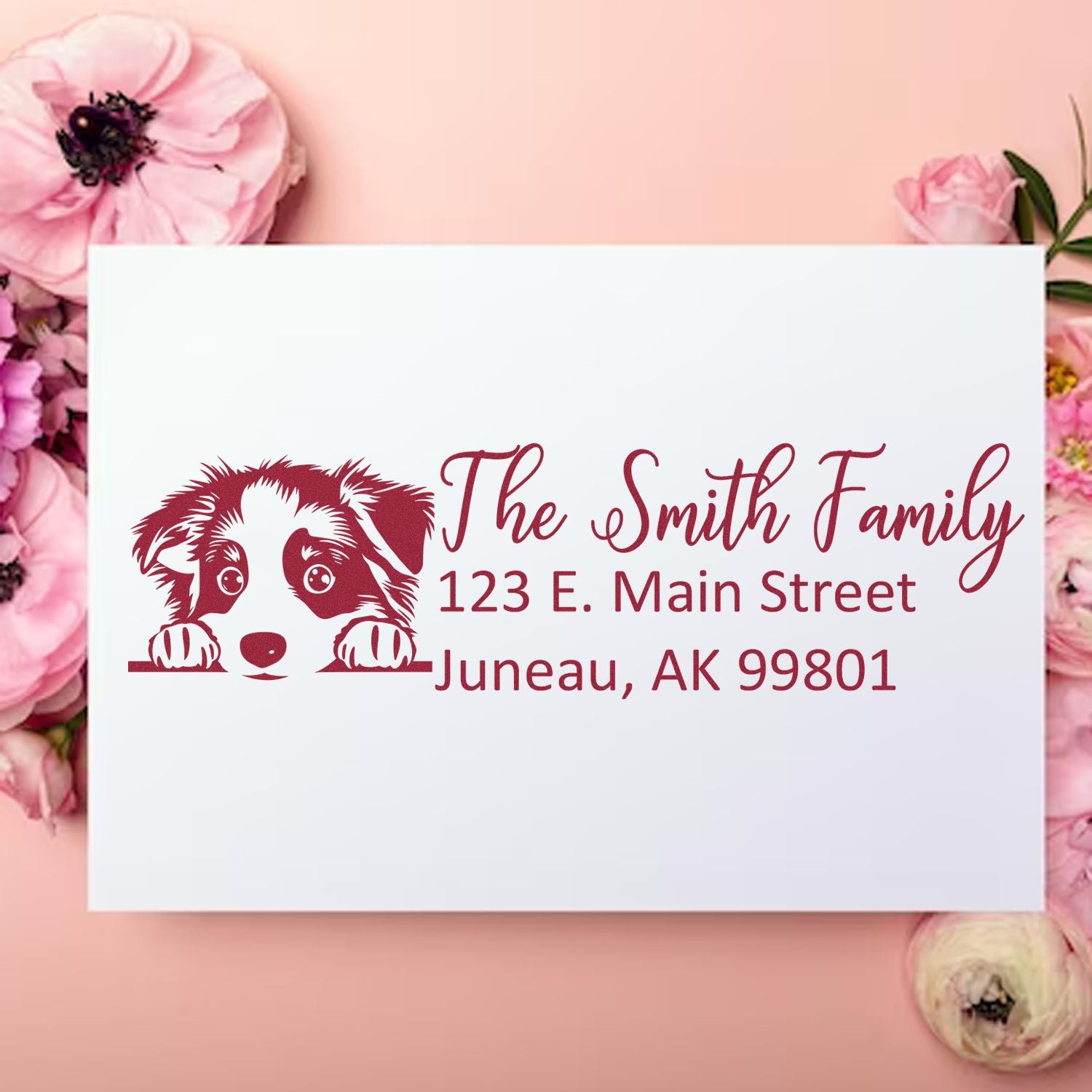 Australian Shepherd Pre-Inked Home Address Stamp - Engineer Seal Stamps