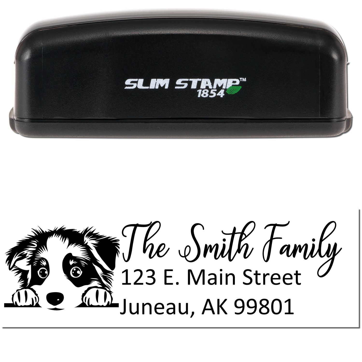 Slim Australian Shepherd Dog Mail Address Stamp - Engineer Seal Stamps