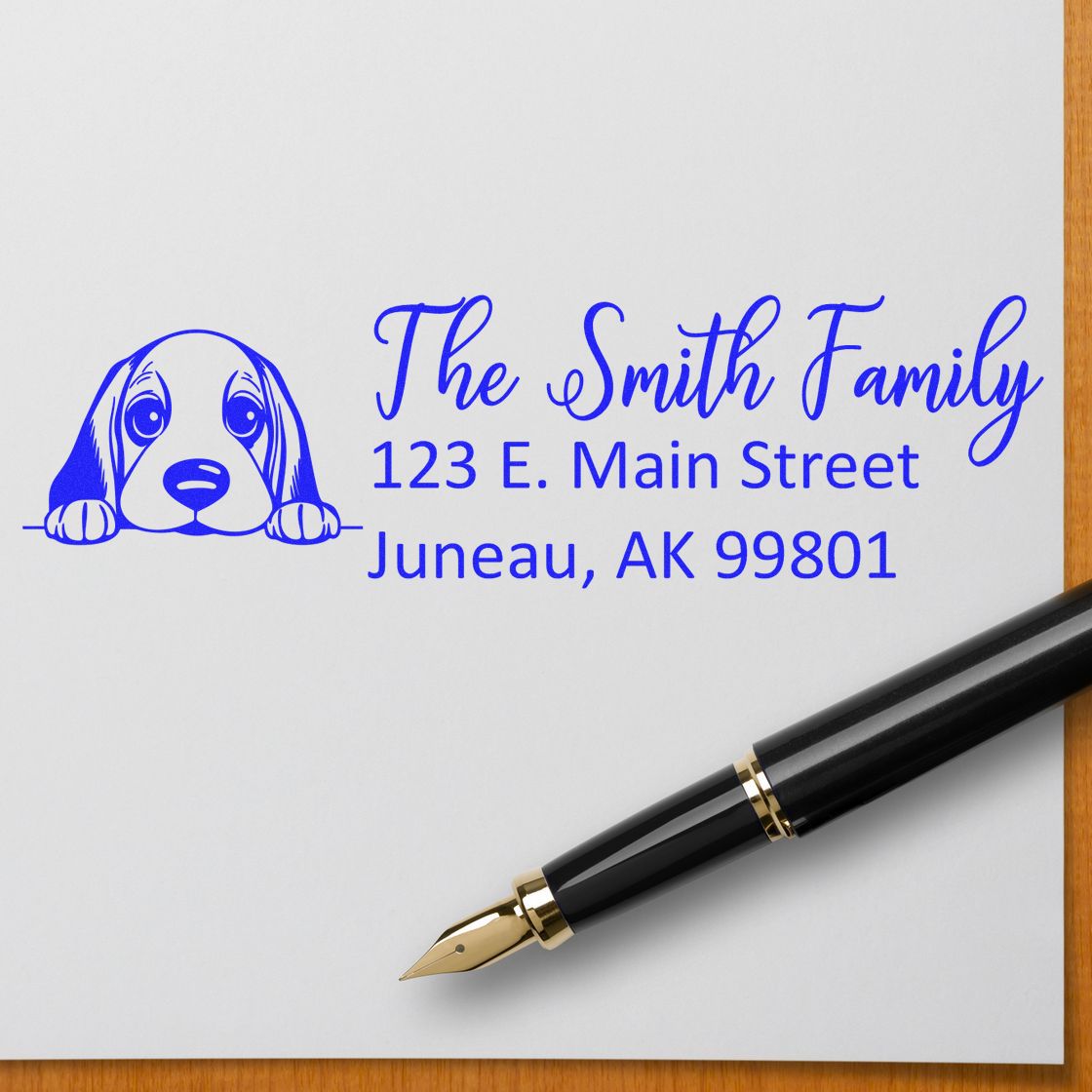 Customized Basset Hound Self-Inking Home Address Stamp - Engineer Seal Stamps