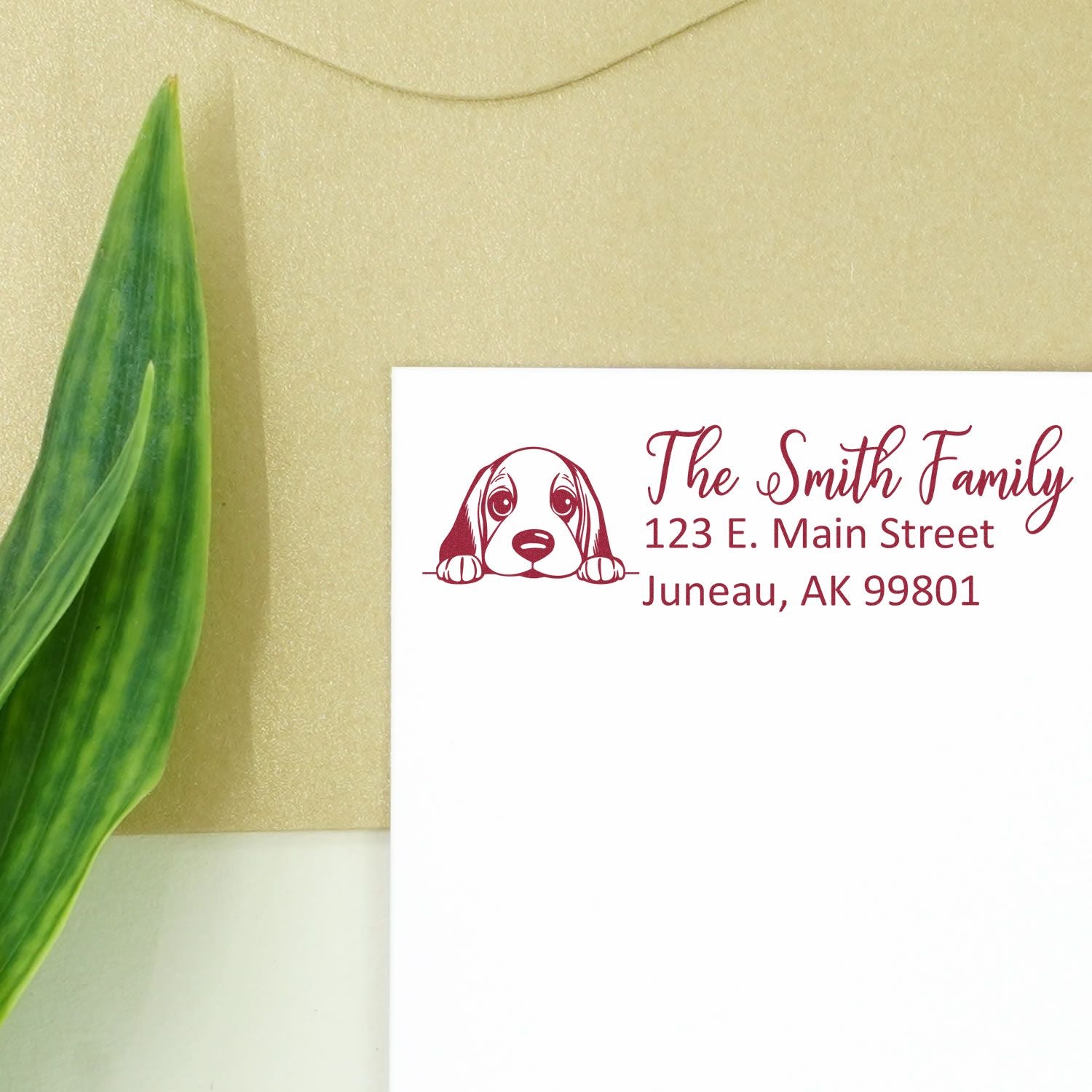 Slim Basset Hound Dog Mail Address Stamp - Engineer Seal Stamps