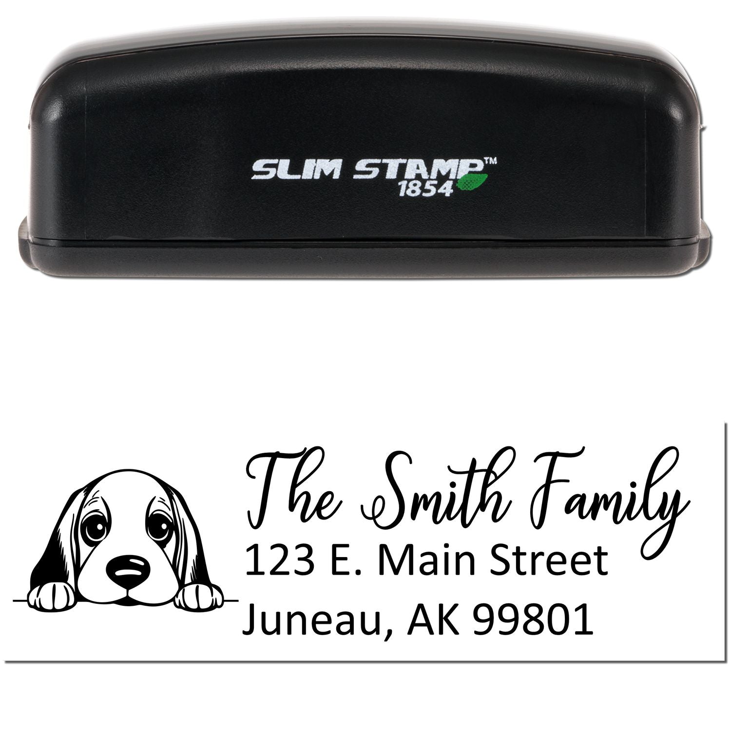 Slim Basset Hound Dog Mail Address Stamp - Engineer Seal Stamps
