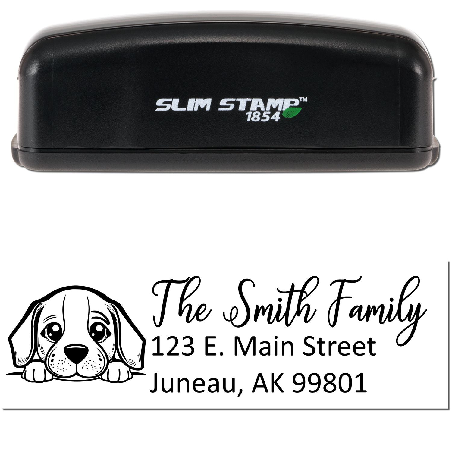 Slim Beagle Dog Mail Address Stamp - Engineer Seal Stamps