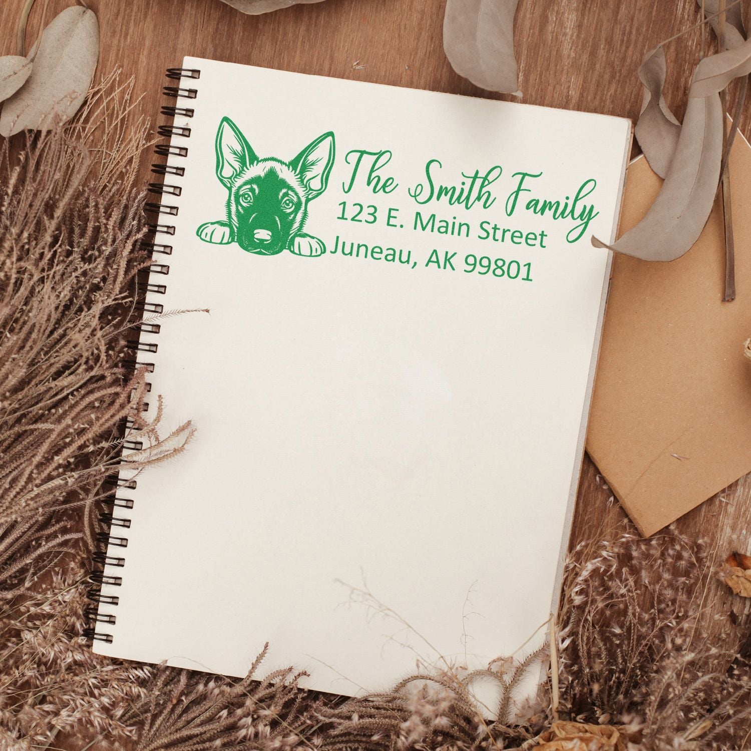 Belgian Malinois Pre-Inked Home Address Stamp - Engineer Seal Stamps