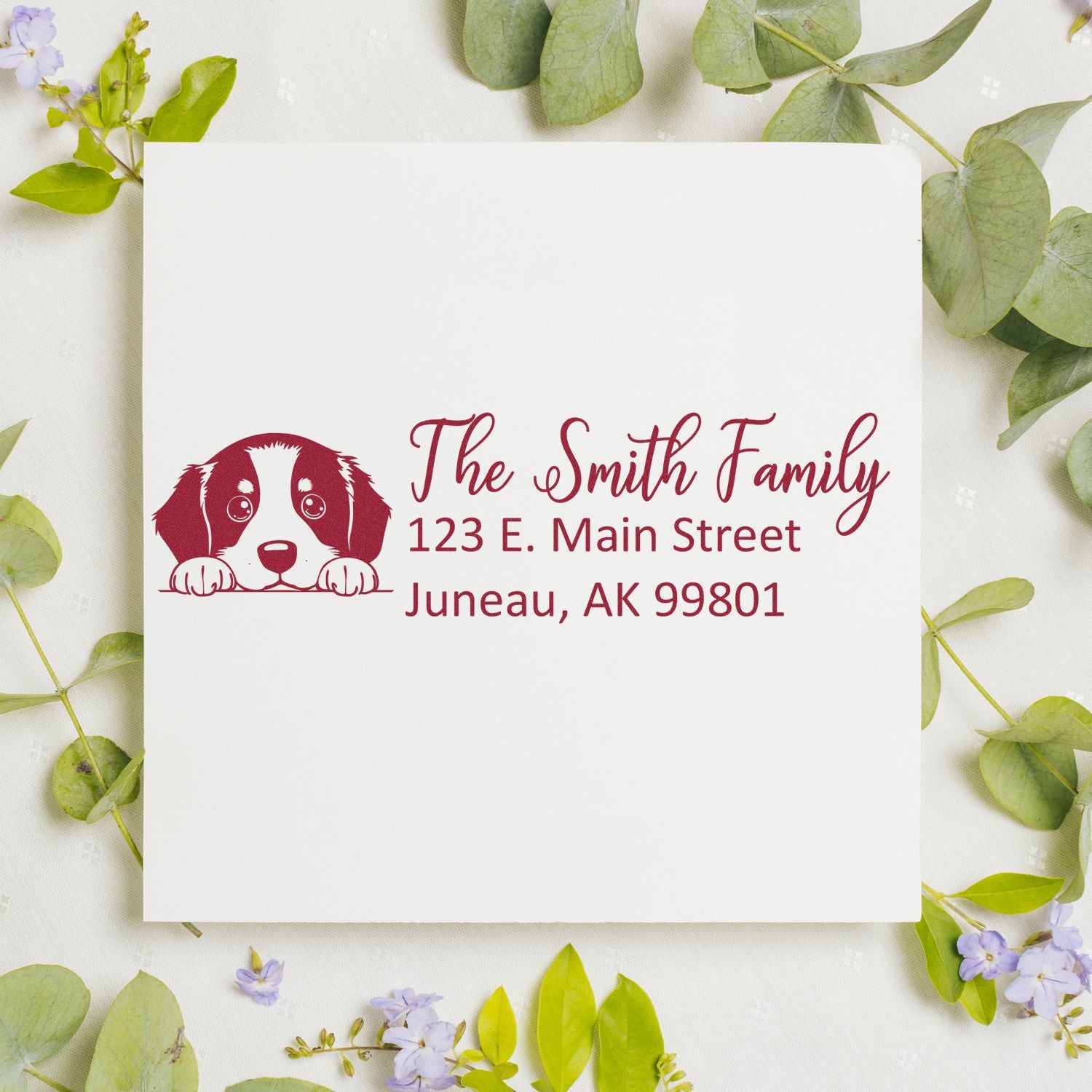 Slim Bernese Mountain Dog Mail Address Stamp - Engineer Seal Stamps