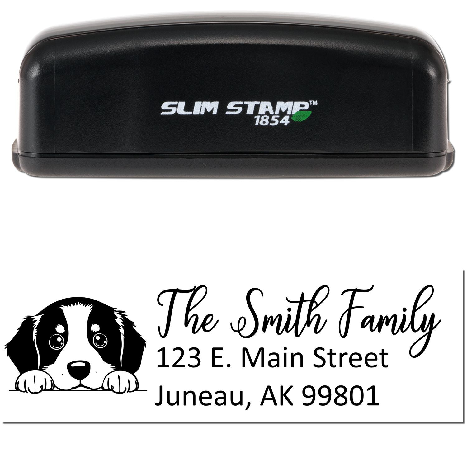 Slim Bernese Mountain Dog Mail Address Stamp - Engineer Seal Stamps