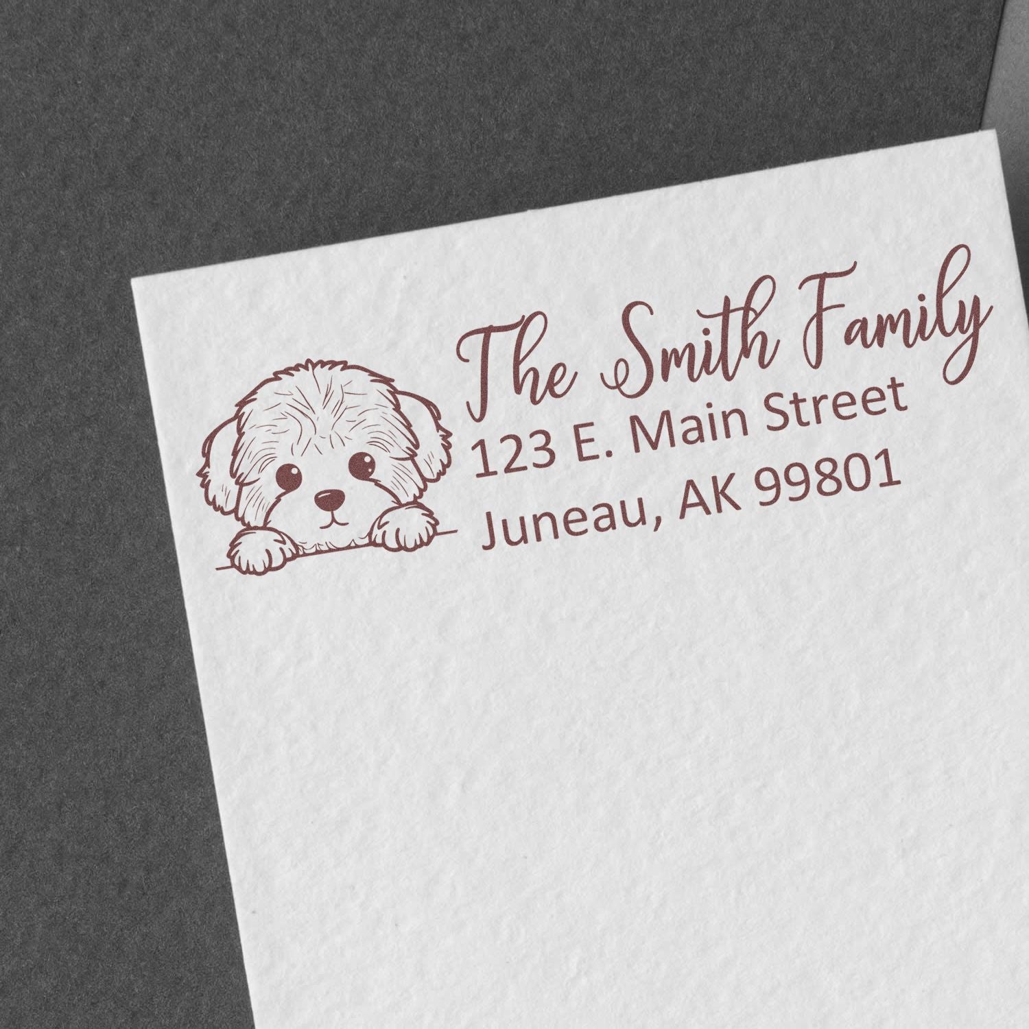 Slim Bichon Frise Dog Mail Address Stamp - Engineer Seal Stamps