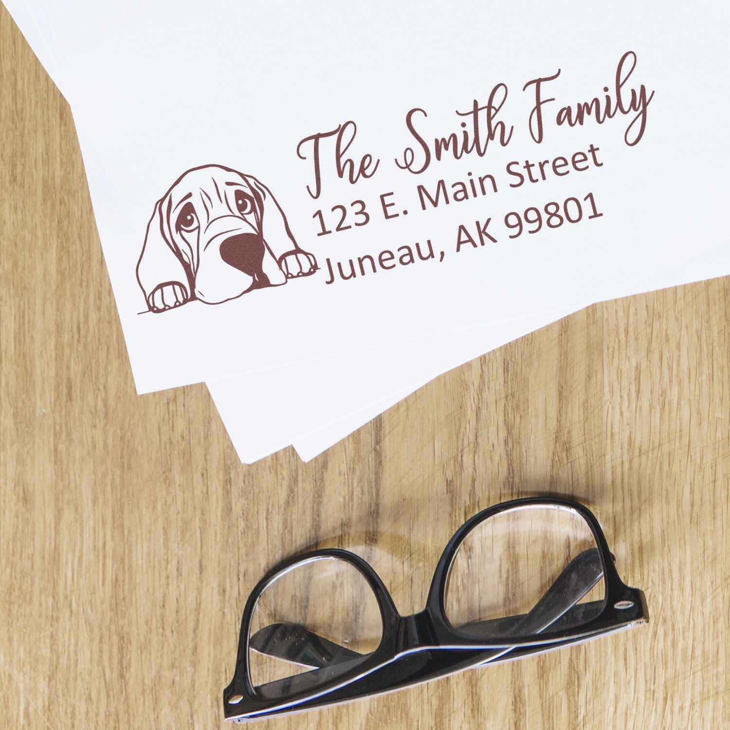 Slim Bloodhound Dog Mail Address Stamp - Engineer Seal Stamps