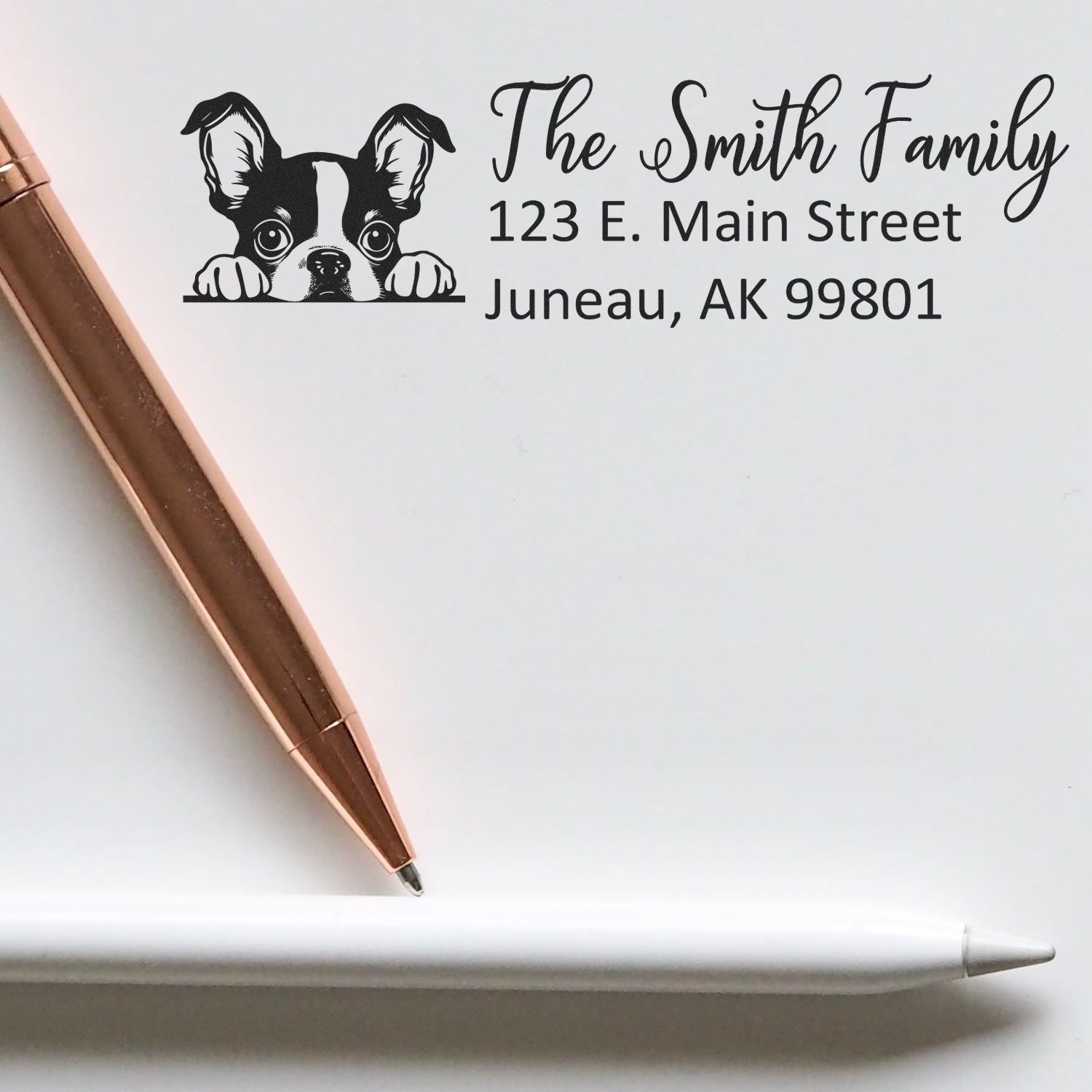 Customized Boston Terrier Self-Inking Home Address Stamp - Engineer Seal Stamps
