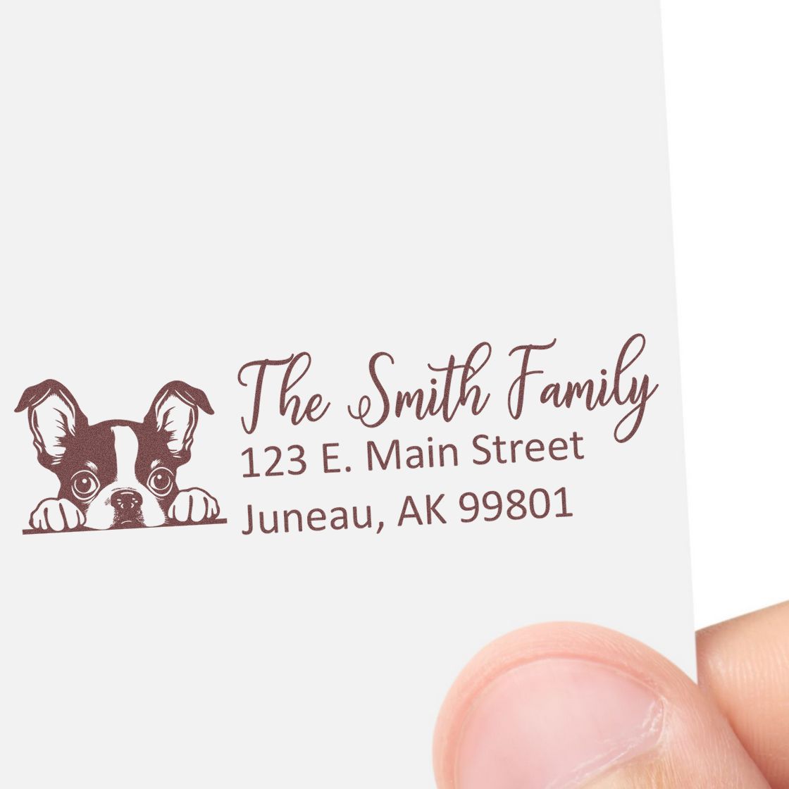 Slim Boston Terrier Dog Mail Address Stamp - Engineer Seal Stamps