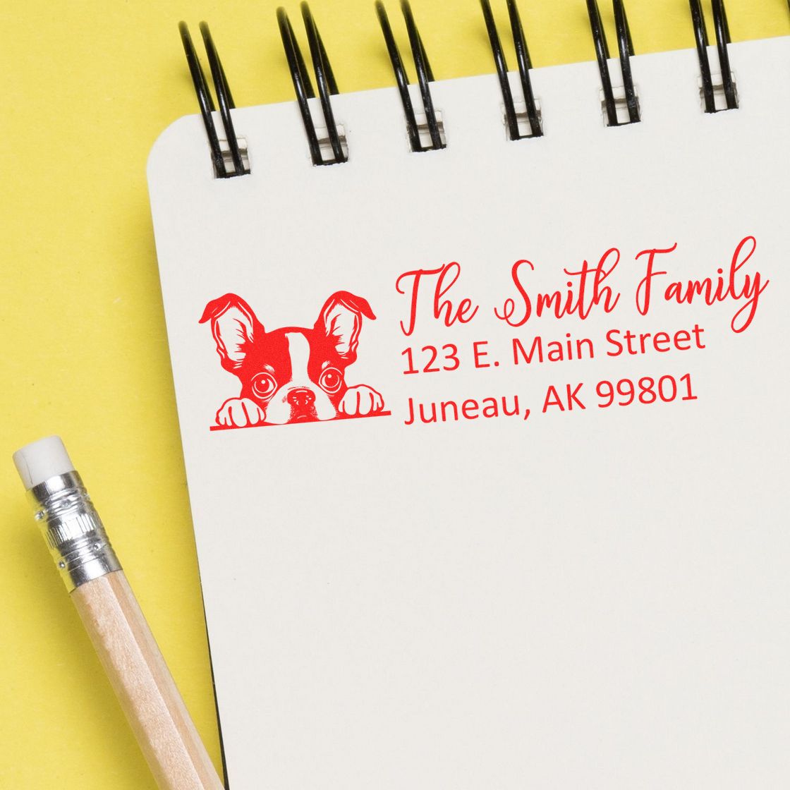 Boston Terrier Customized Address Stamp - Engineer Seal Stamps