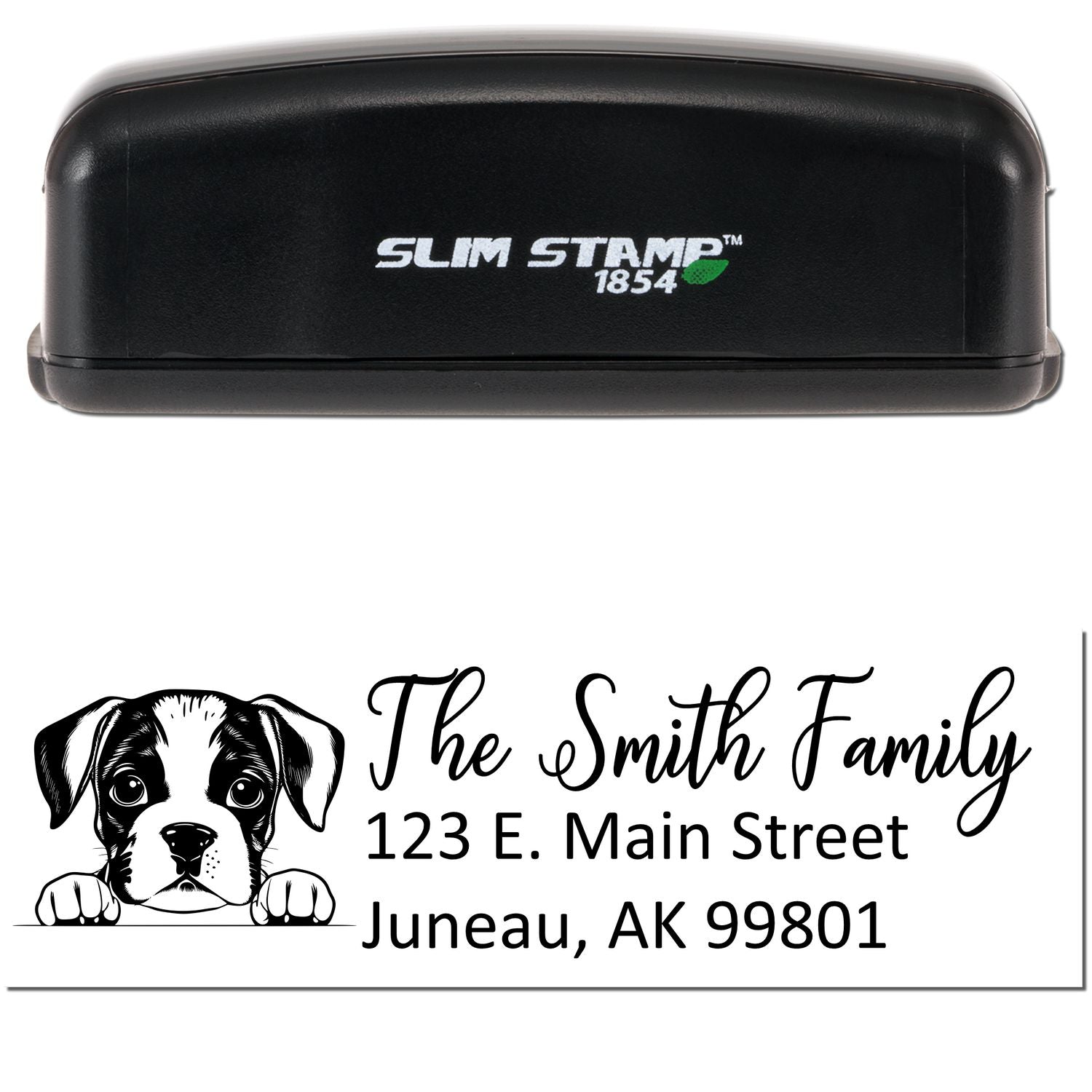 Slim Boxer Dog Mail Address Stamp - Engineer Seal Stamps