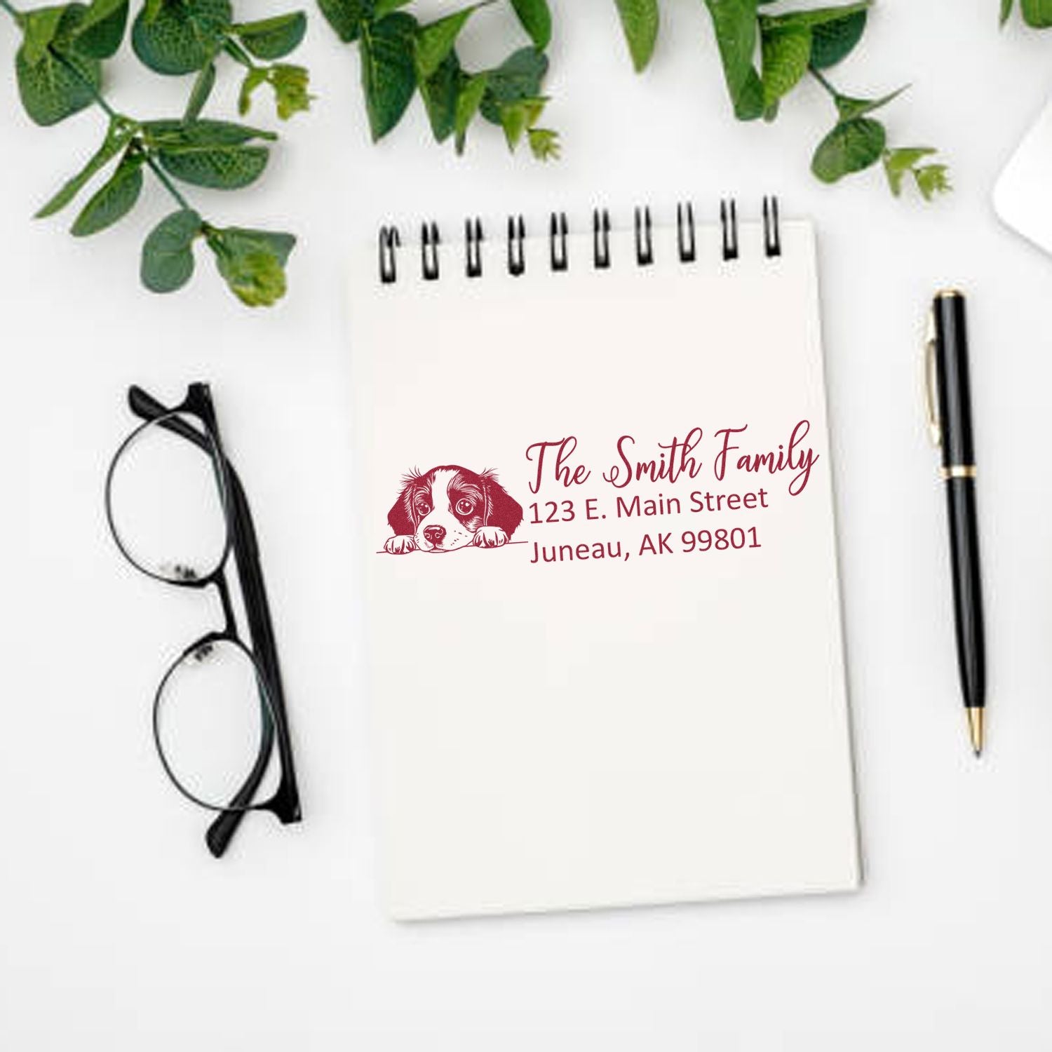 Slim Brittany Dog Mail Address Stamp - Engineer Seal Stamps