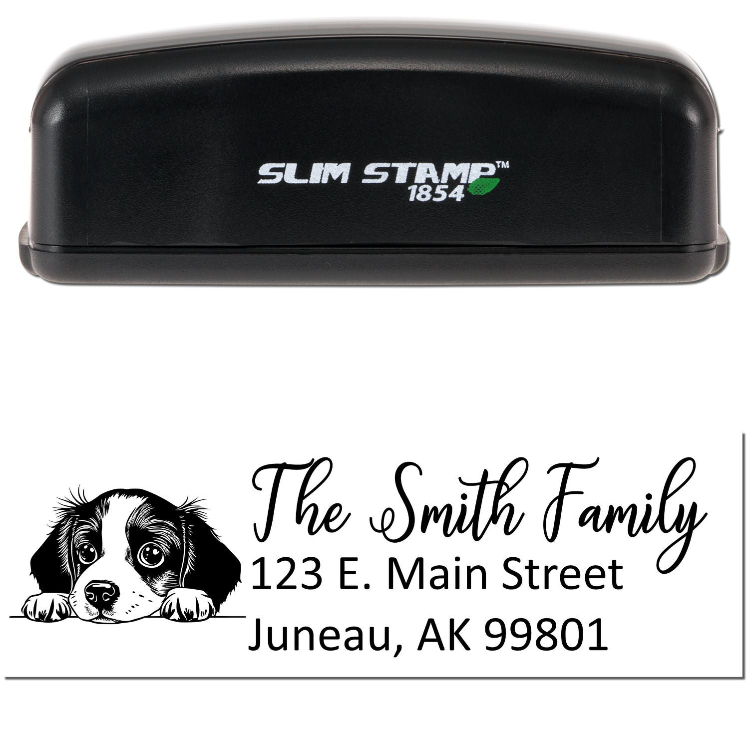 Slim Brittany Dog Mail Address Stamp - Engineer Seal Stamps