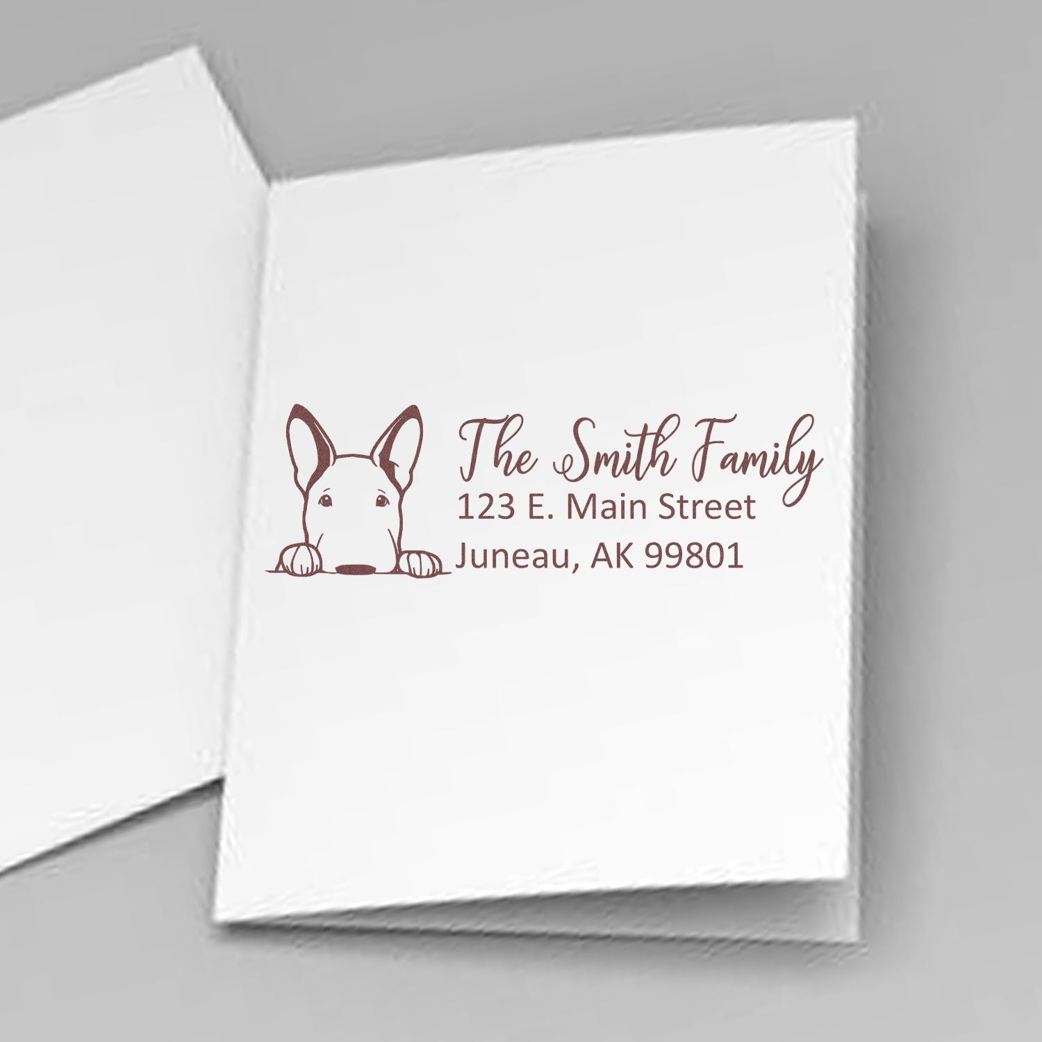 Slim Bull Terrier Dog Mail Address Stamp - Engineer Seal Stamps