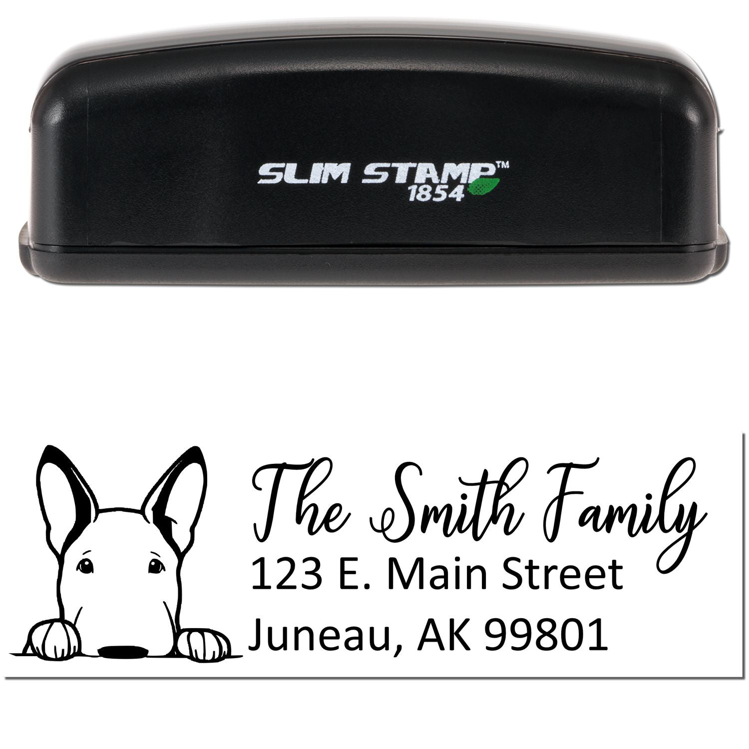 Slim Bull Terrier Dog Mail Address Stamp - Engineer Seal Stamps