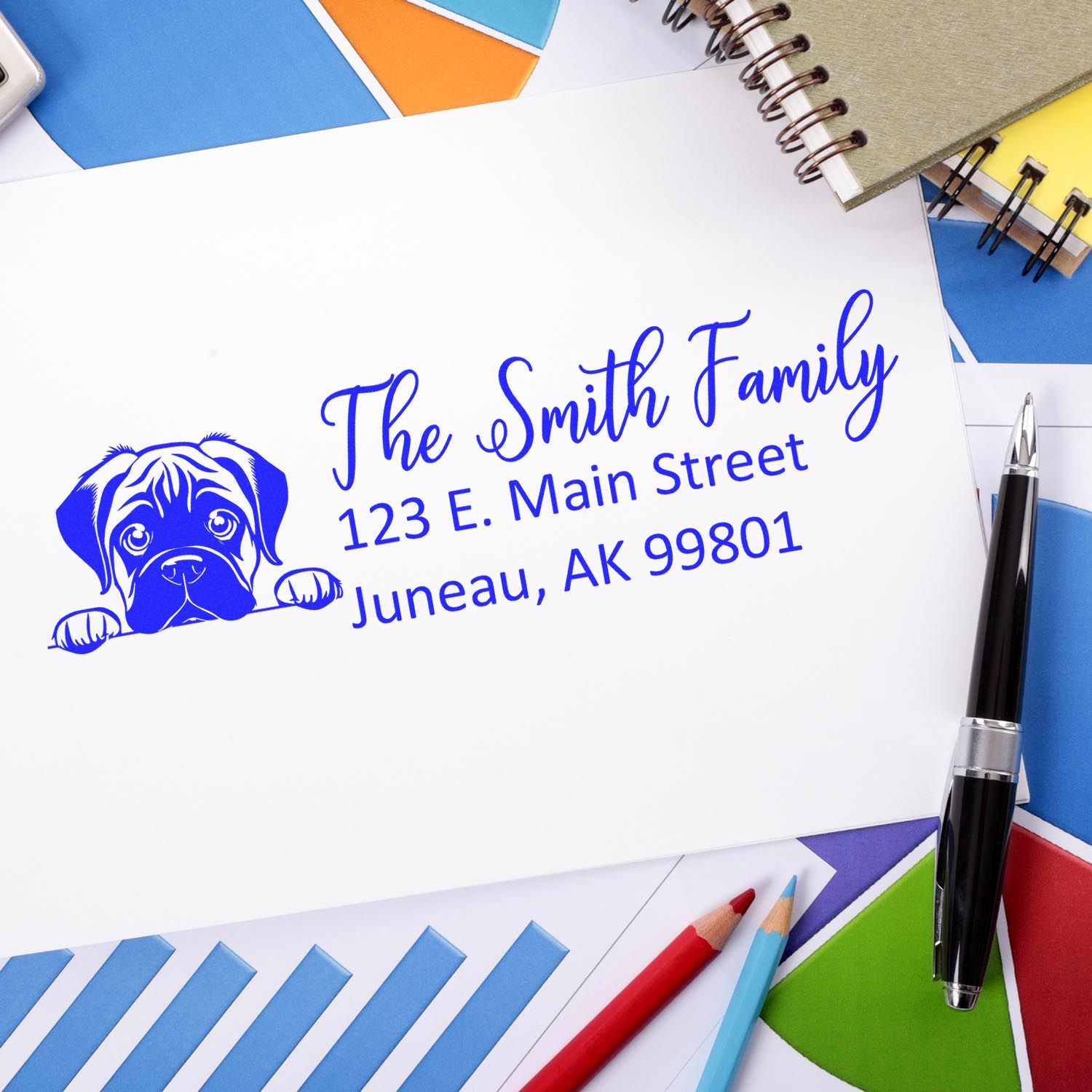 Slim Bullmastiff Dog Mail Address Stamp - Engineer Seal Stamps
