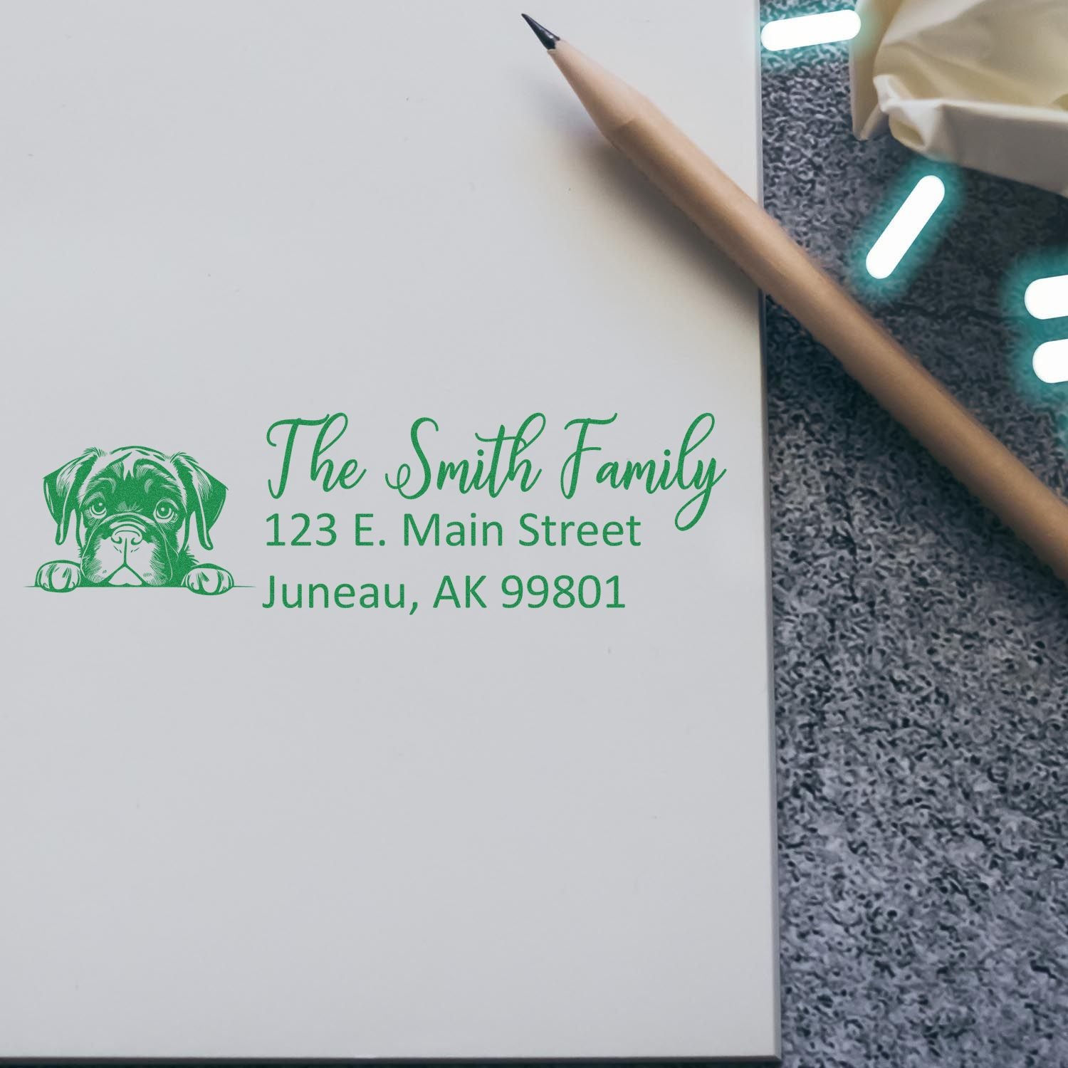 Slim Cane Corso Dog Mail Address Stamp - Engineer Seal Stamps