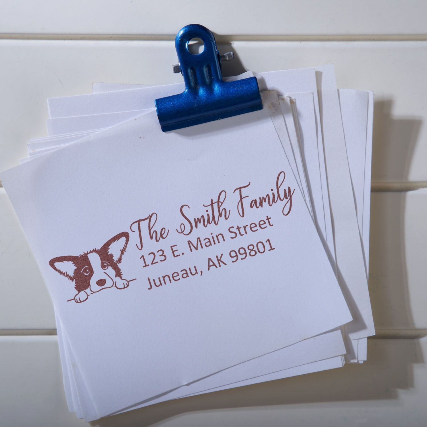 Slim Cardigan Welsh Corgi Dog Mail Address Stamp - Engineer Seal Stamps