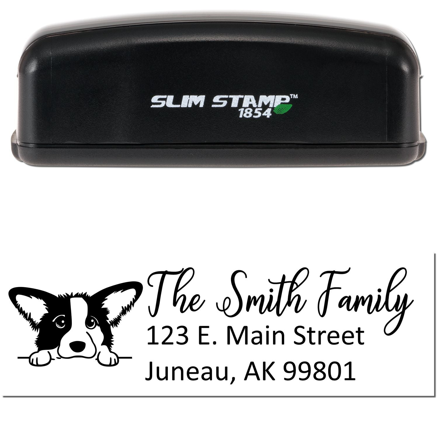 Slim Cardigan Welsh Corgi Dog Mail Address Stamp - Engineer Seal Stamps